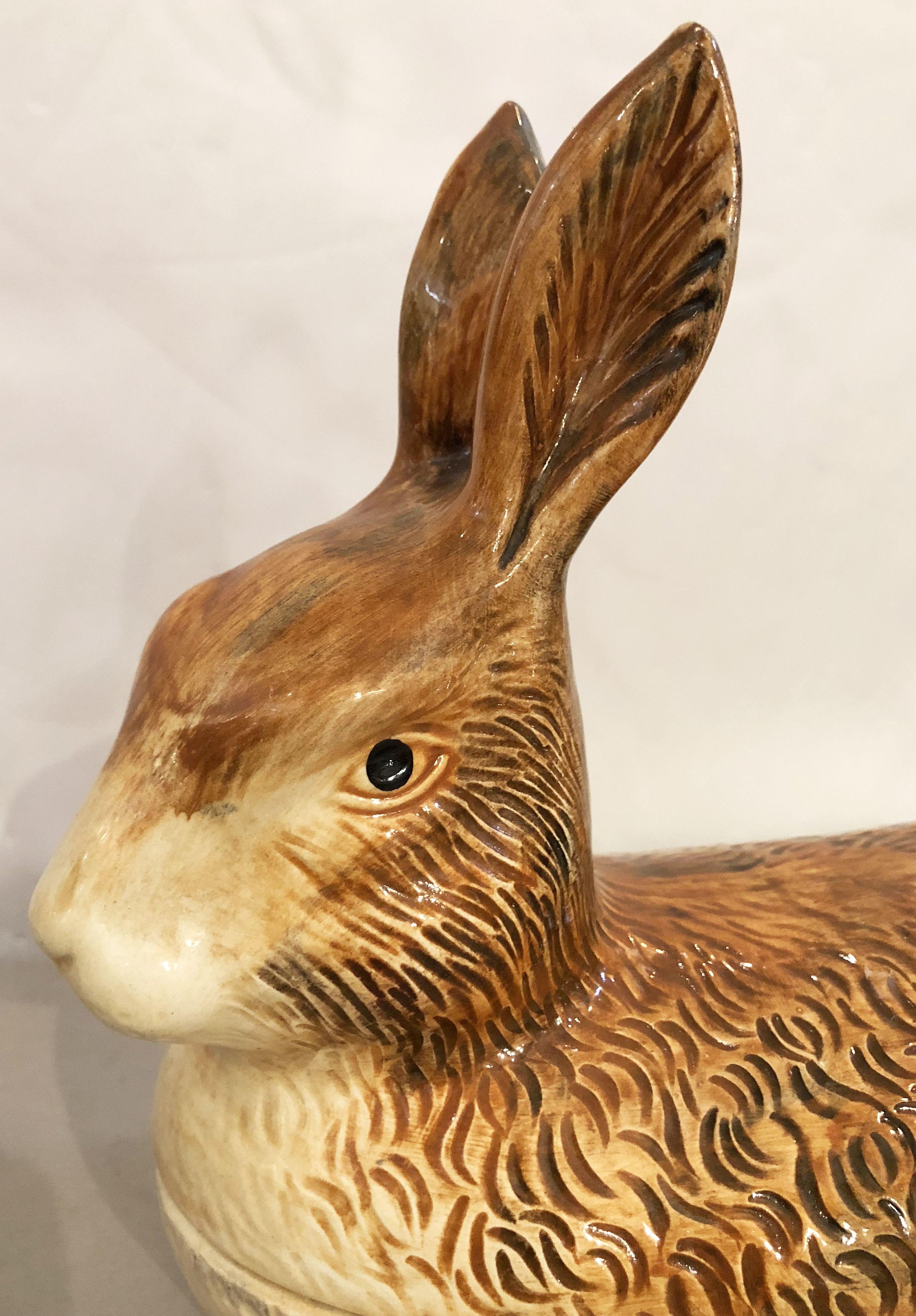 Glazed French Rabbit Tureen or Pate Dish by Michel Caugant