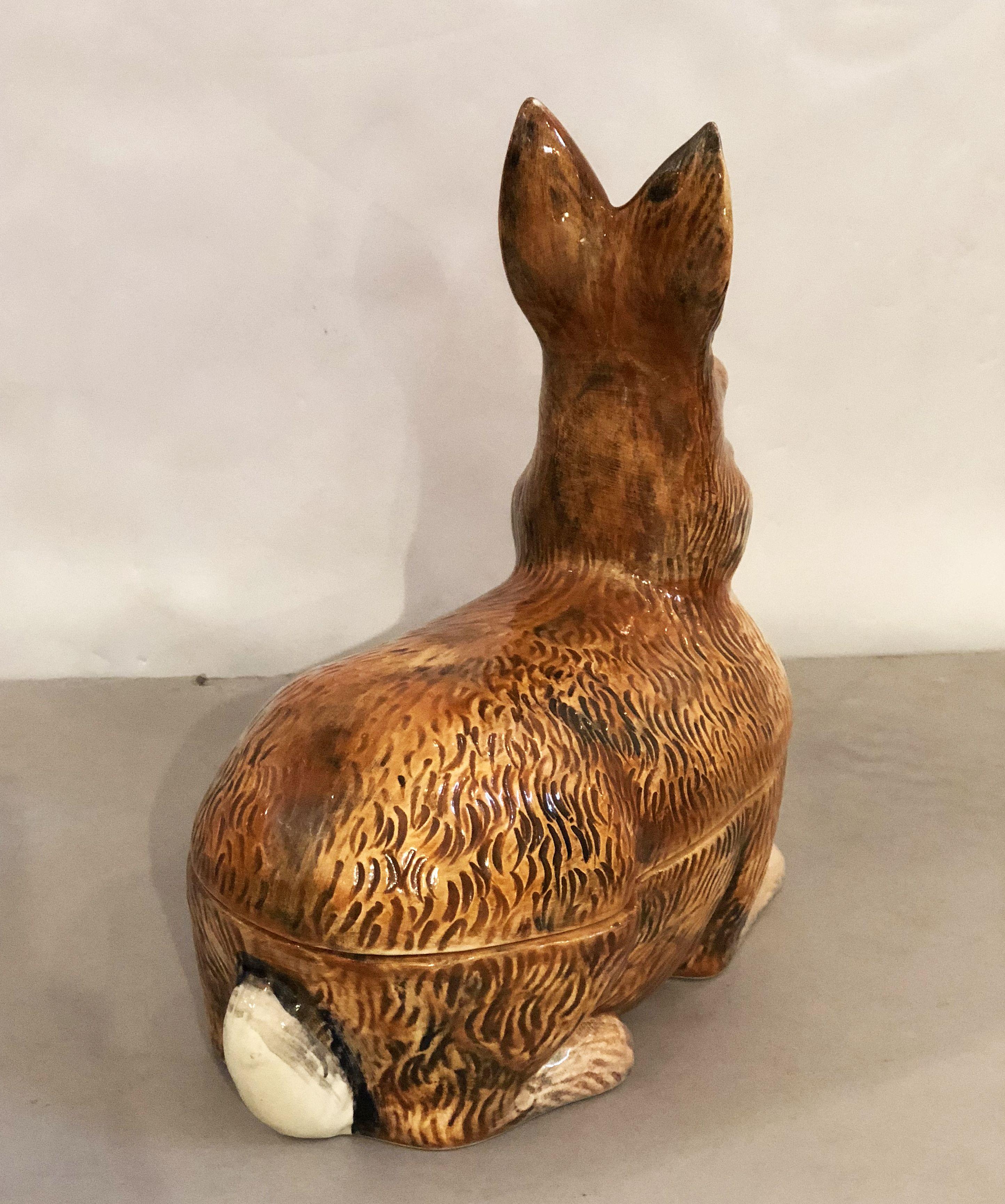 20th Century French Rabbit Tureen or Pate Dish by Michel Caugant