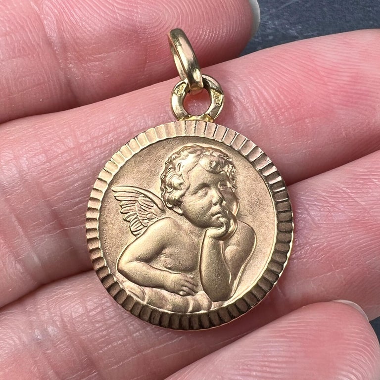 French Rafael’s Cherub 18K Rose Gold Charm Pendant For Sale at 1stDibs