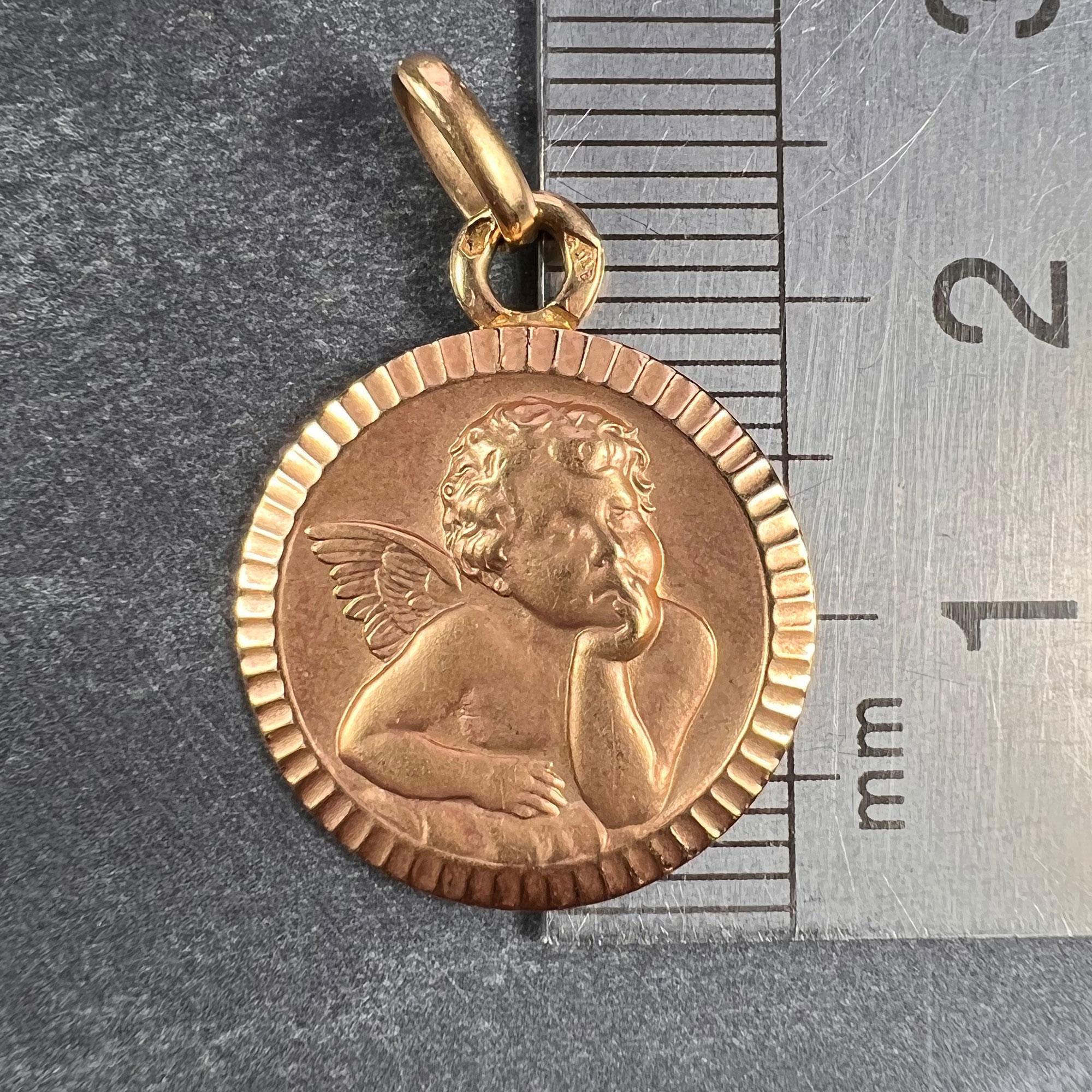 French Rafael’s Cherub 18K Rose Gold Charm Pendant For Sale 4