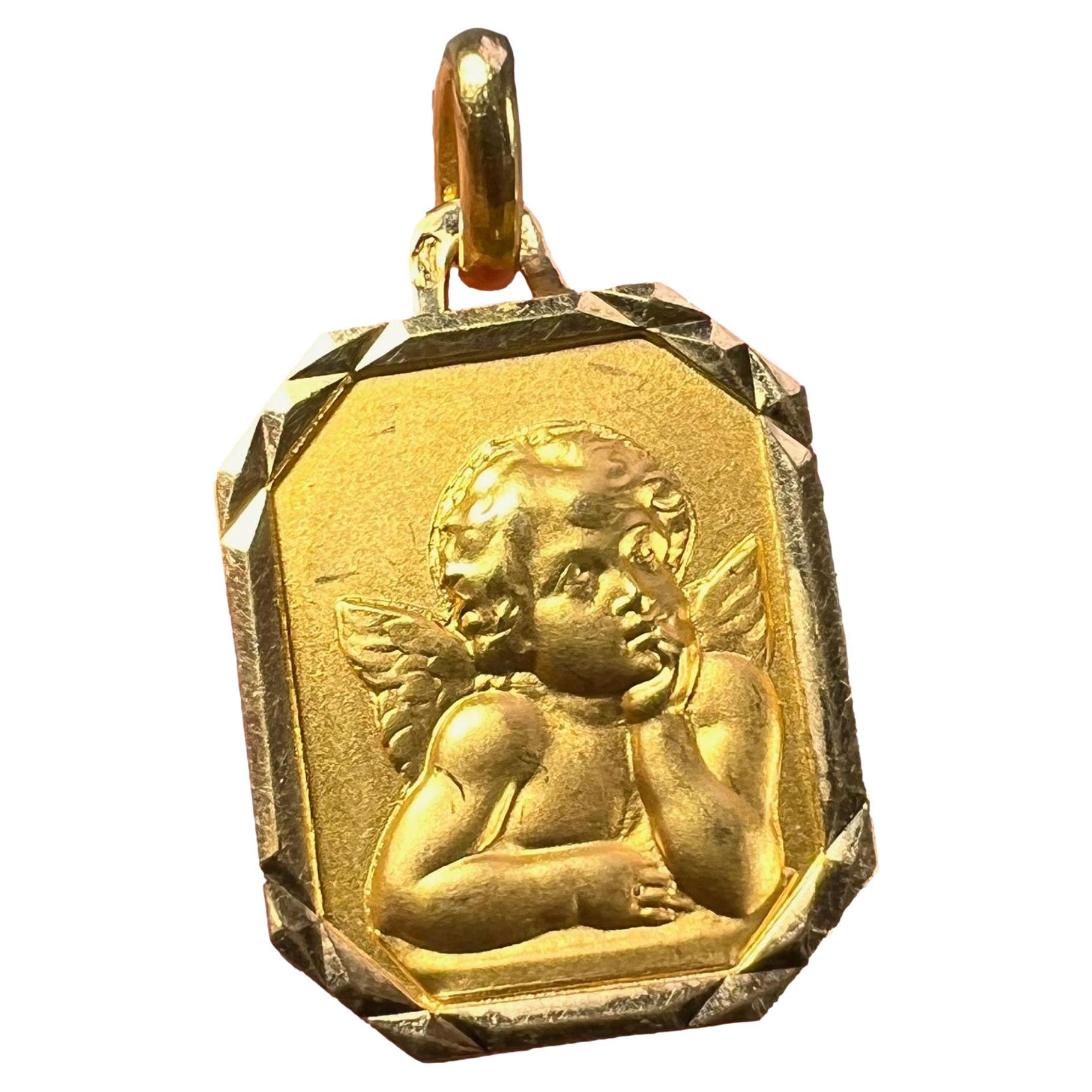 French Rafael’s Cherub 18K Yellow Gold Charm Pendant