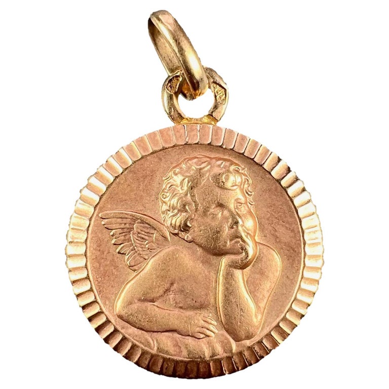 French Rafael’s Cherub 18K Rose Gold Charm Pendant For Sale at 1stDibs