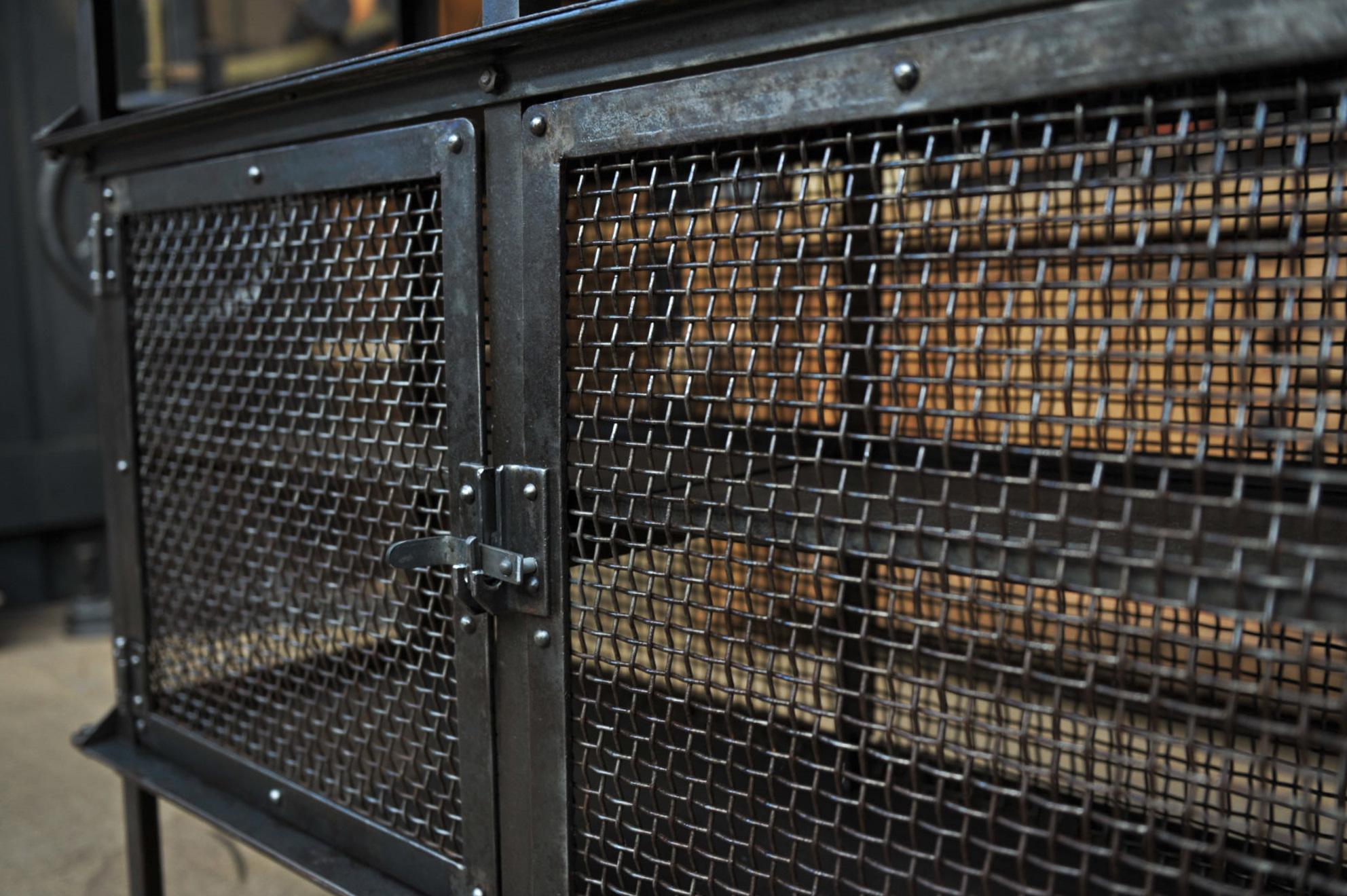 French Rail Way SNCF Iron Mesh Cabinet, 1940s 4