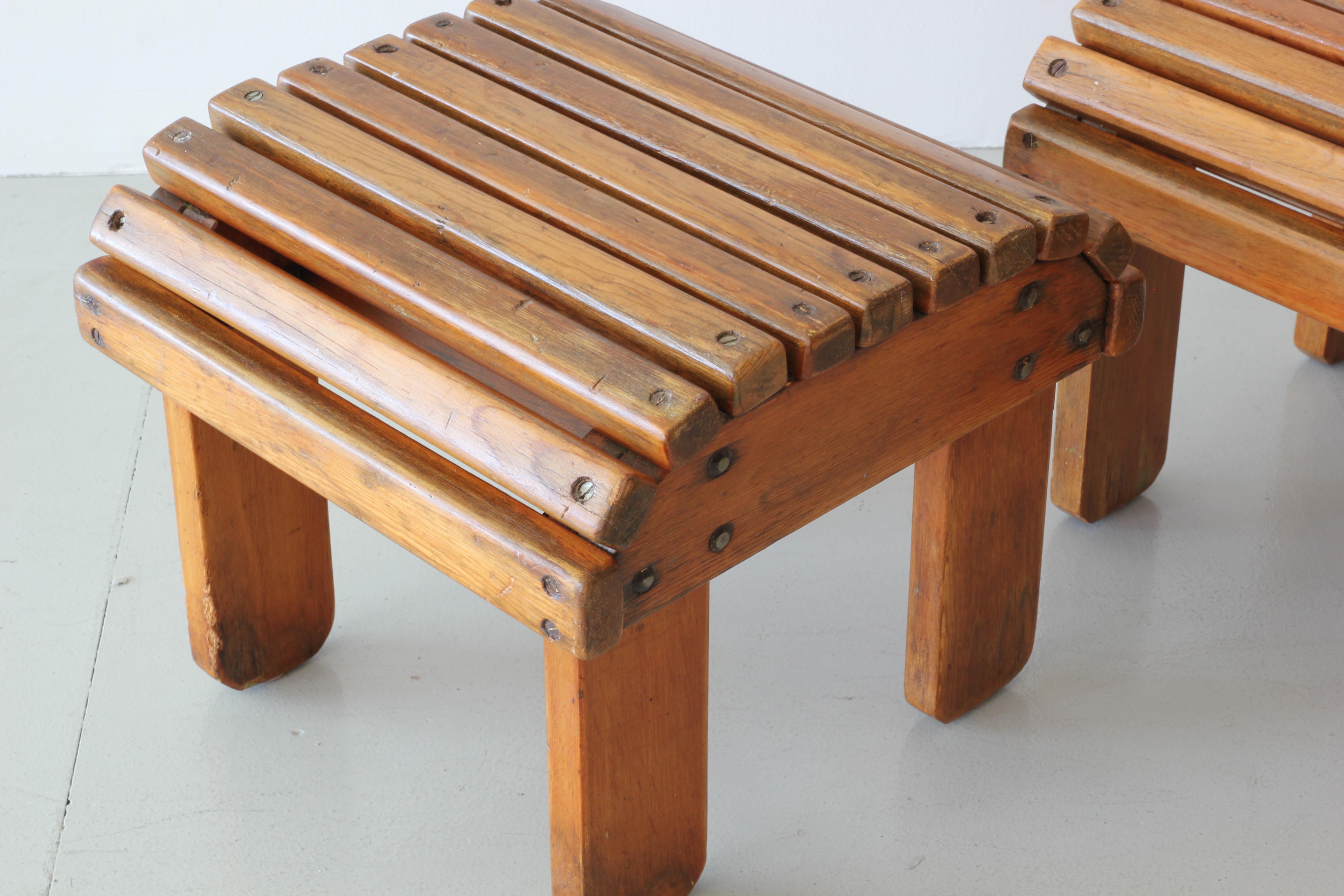 Oak French Railroad Stools