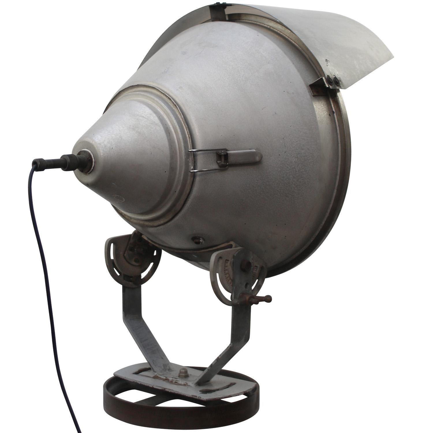 Cast French Railway Grey Metal and Glass Spotlight, Floor lamp