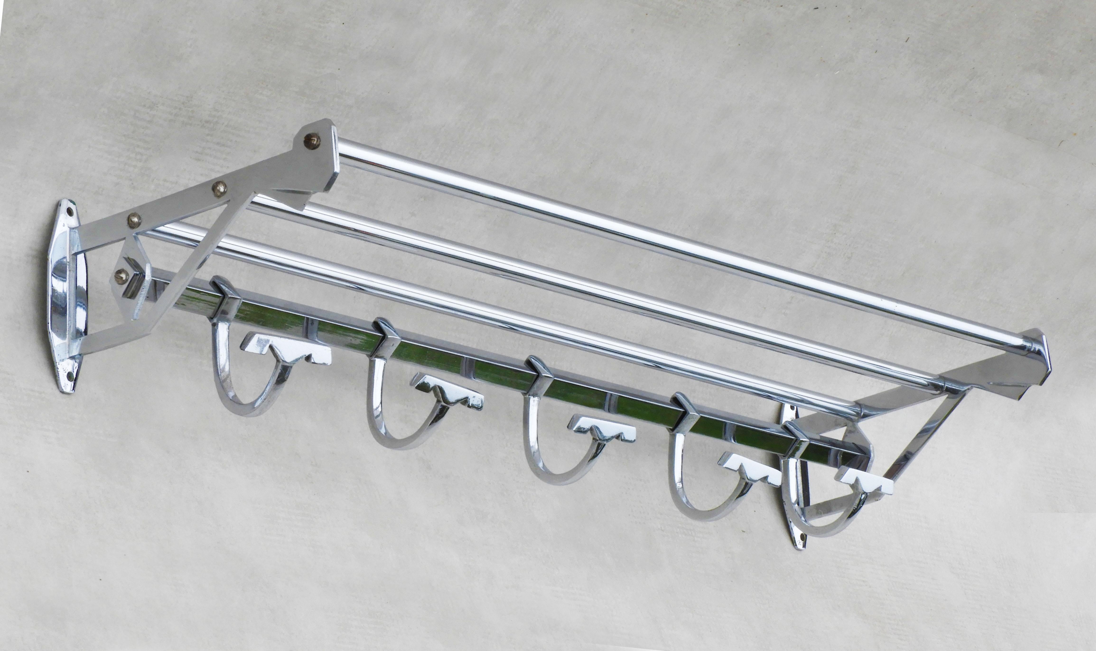 French Railways Chromed Hat and Coat Rack C1950 In Good Condition In Trensacq, FR