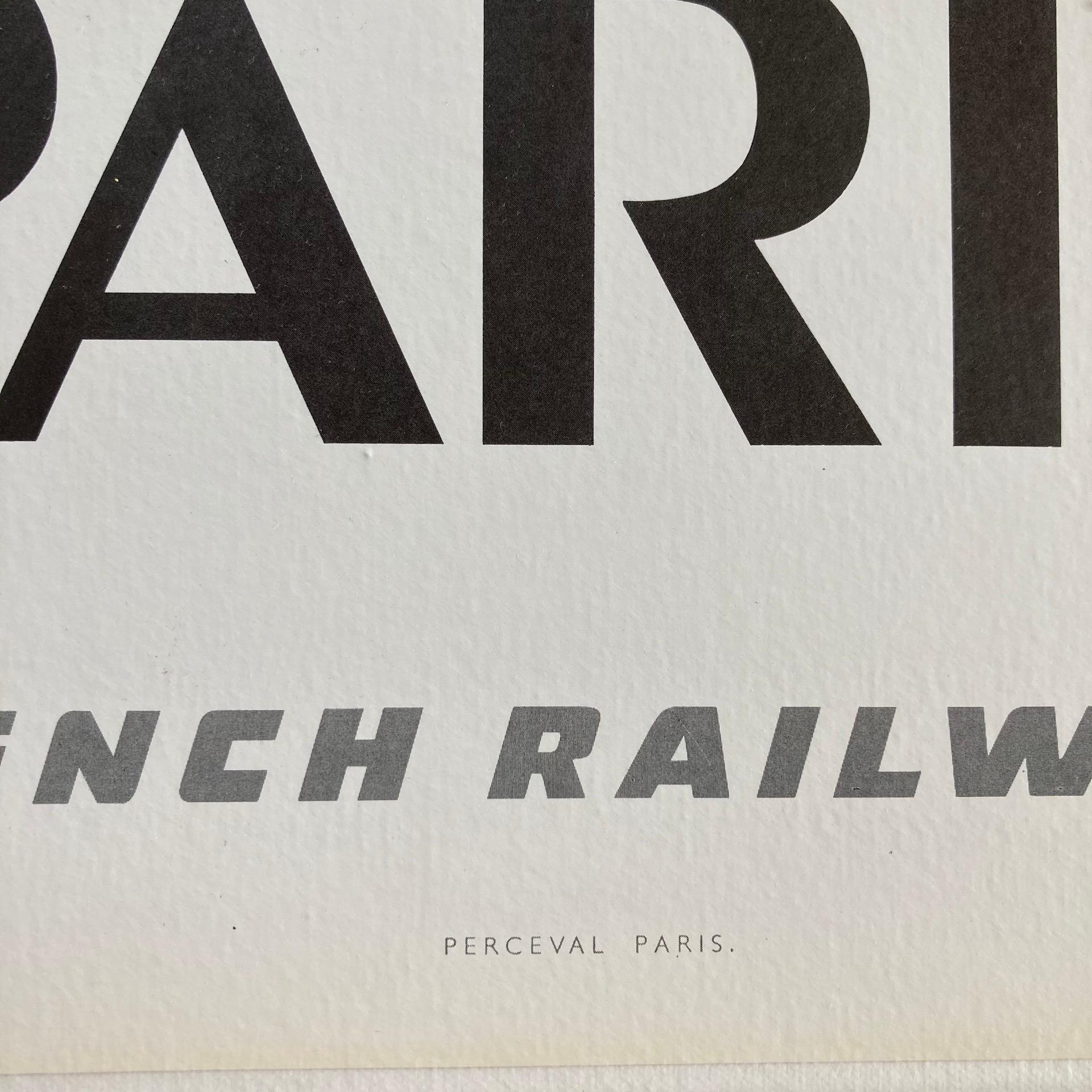 Linen French Railways SNCF 1967 Paris Travel Poster, Bernard Buffet