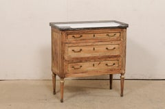 French Raised Side Chest w/Top Gallery, Fluted Carving, and Brass Trim Accents