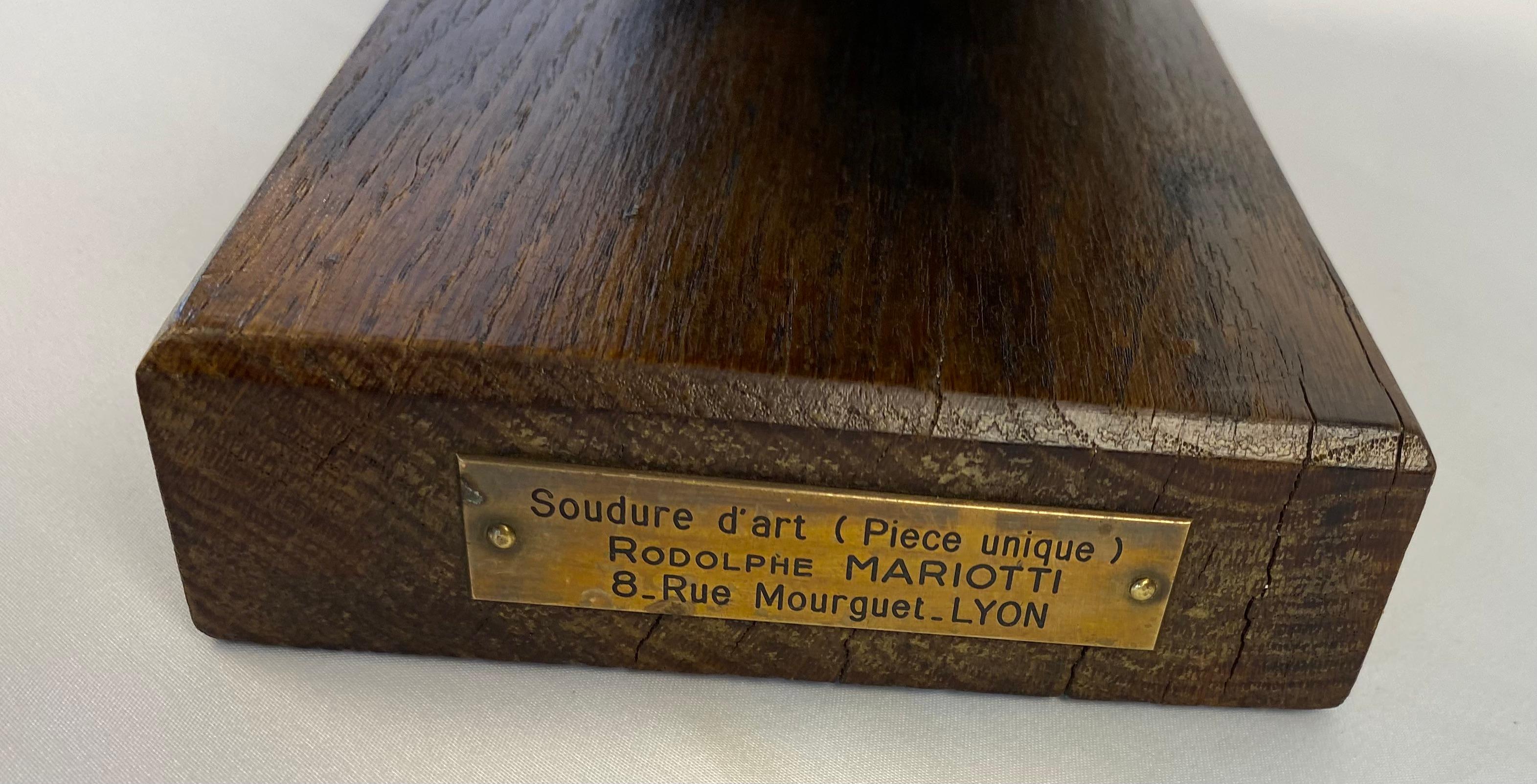Mid-Century Modern French Rally Cast Iron Trophy Car by Artist Rodolphe Mariotti  For Sale