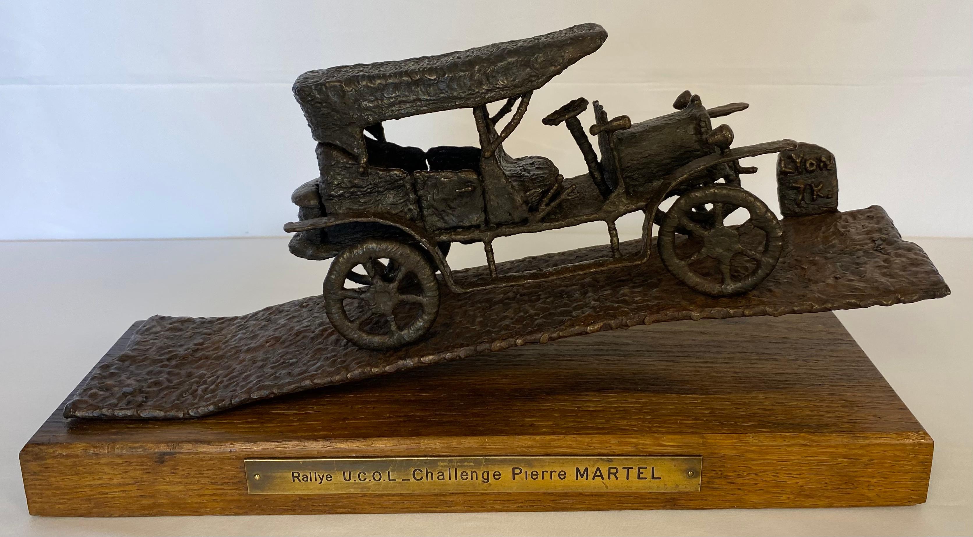 20th Century French Rally Cast Iron Trophy Car by Artist Rodolphe Mariotti  For Sale