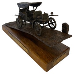 Vintage French Rally Cast Iron Trophy Car by Artist Rodolphe Mariotti 