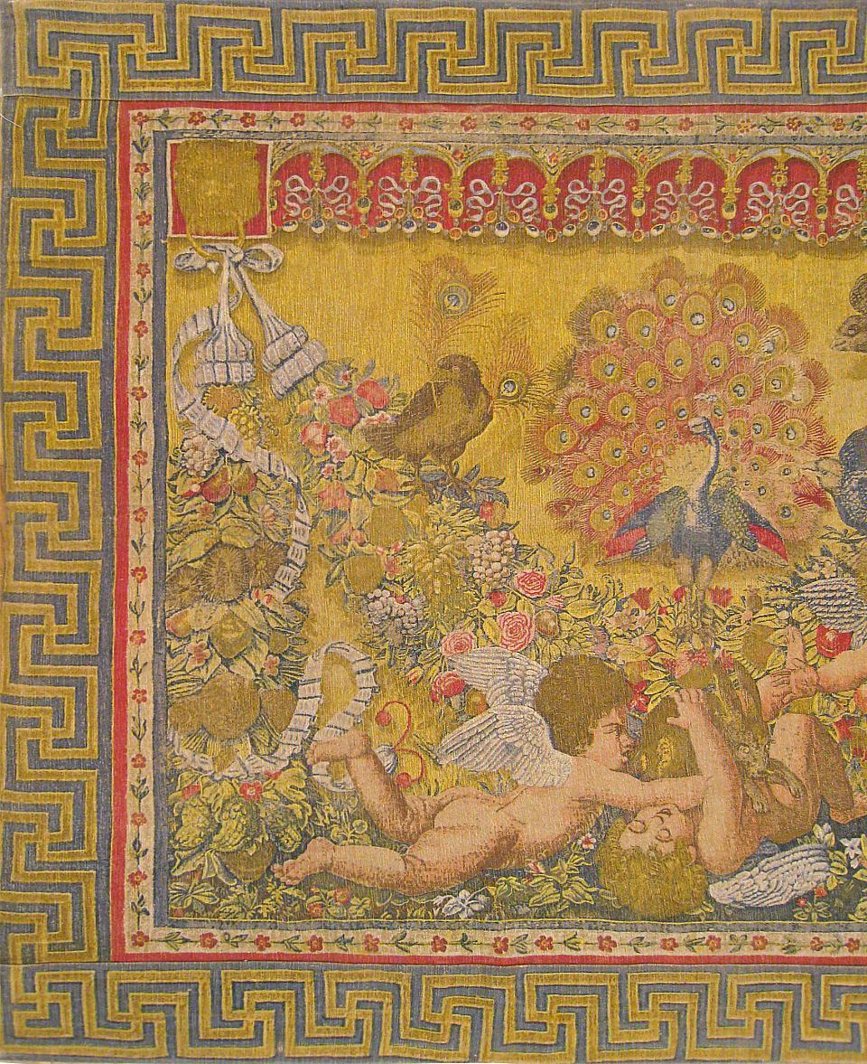 Hand-Woven Late 19th Century French Rambouillet Religious Tapestry, with Putti at Play For Sale