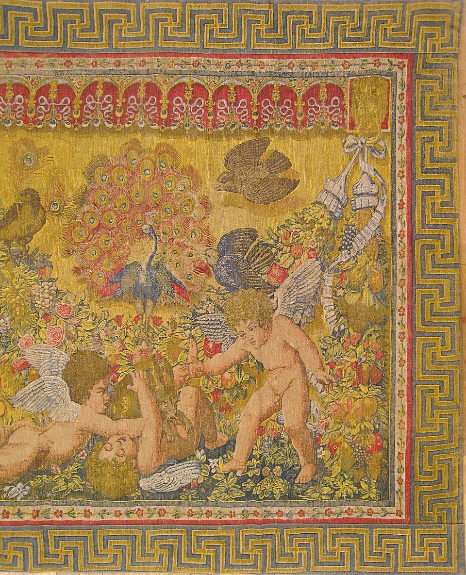 Late 19th Century French Rambouillet Religious Tapestry, with Putti at Play In Good Condition For Sale In New York, NY