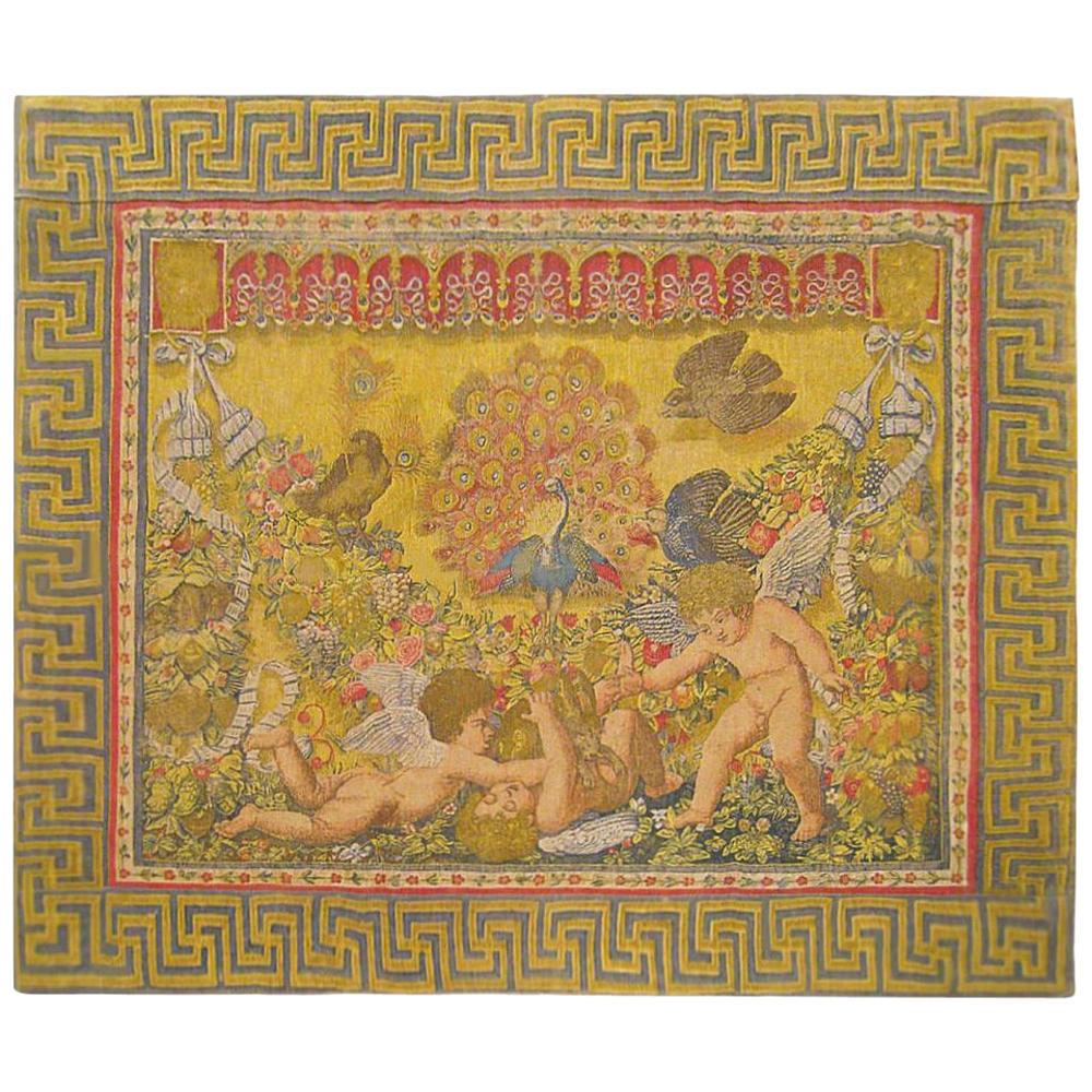 Late 19th Century French Rambouillet Religious Tapestry, with Putti at Play For Sale
