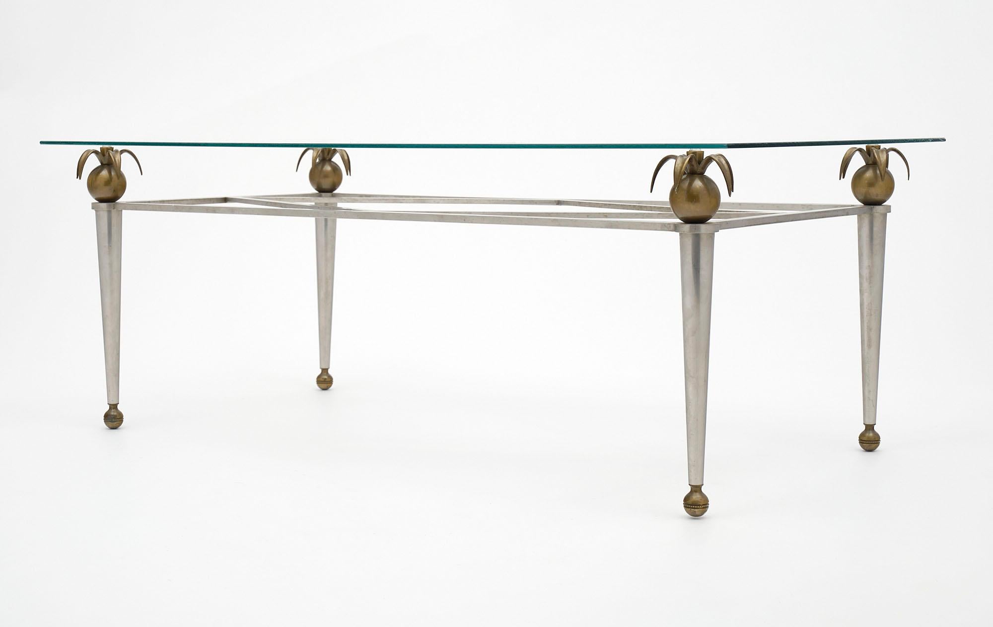 Brass French “Raphael” Palms Coffee Table For Sale