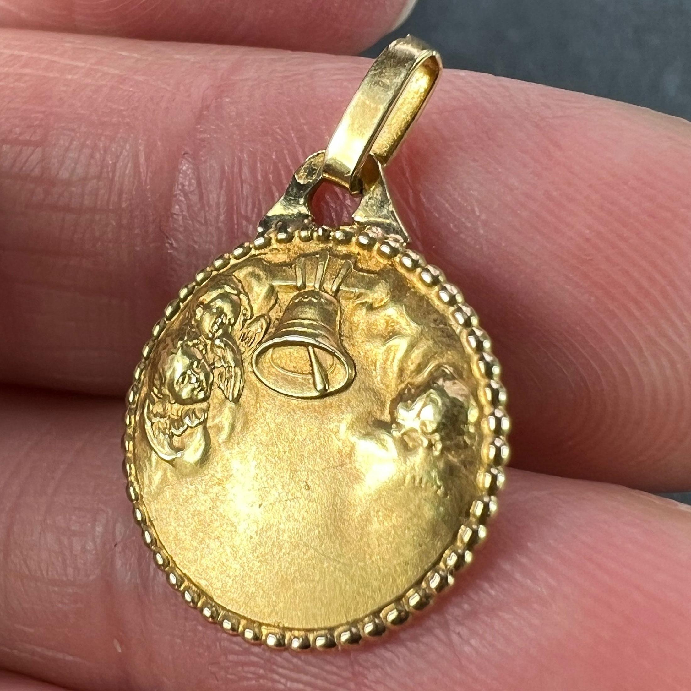French Raphael’s Cherub 18K Yellow Gold Charm Pendant 6