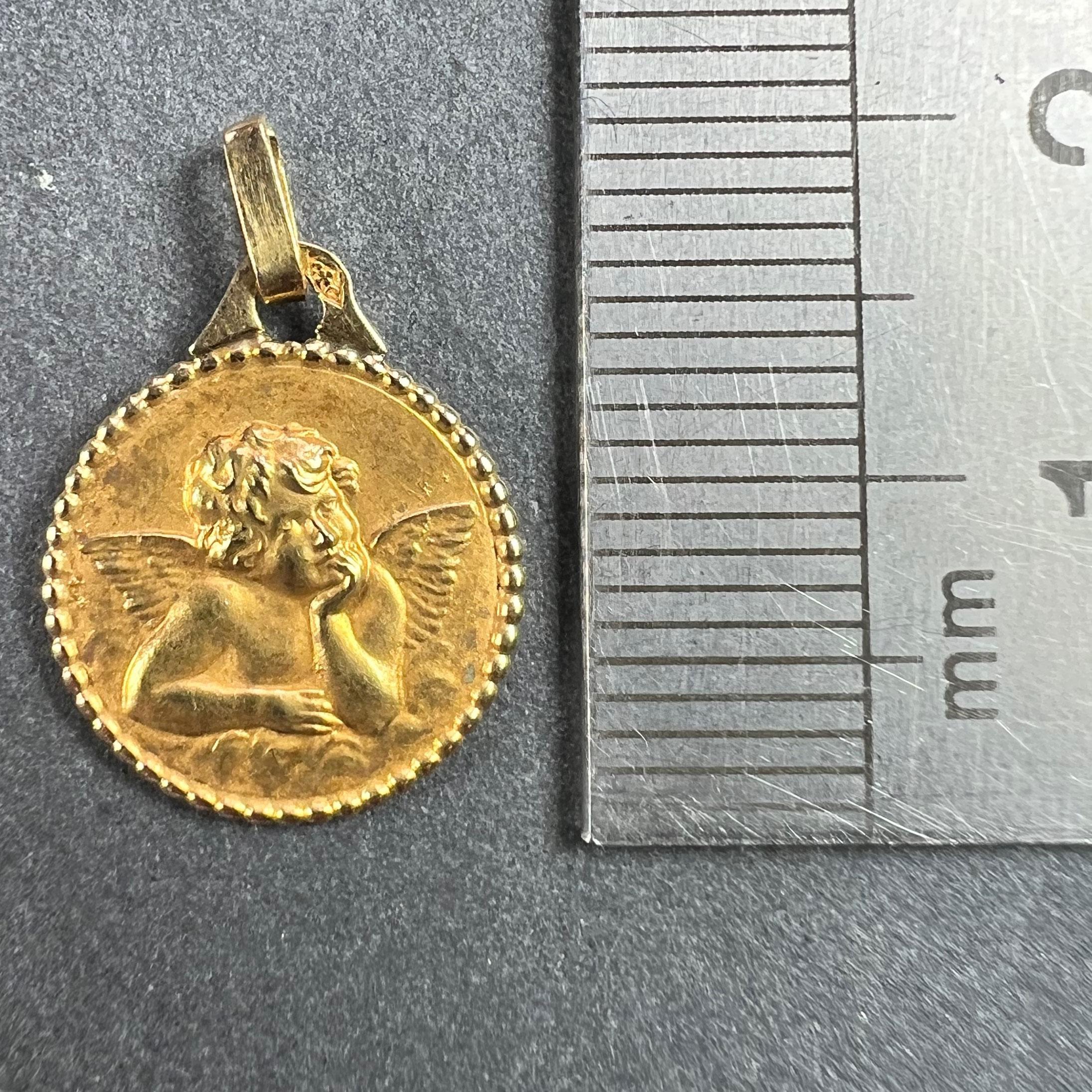 French Raphael’s Cherub 18K Yellow Gold Charm Pendant 7