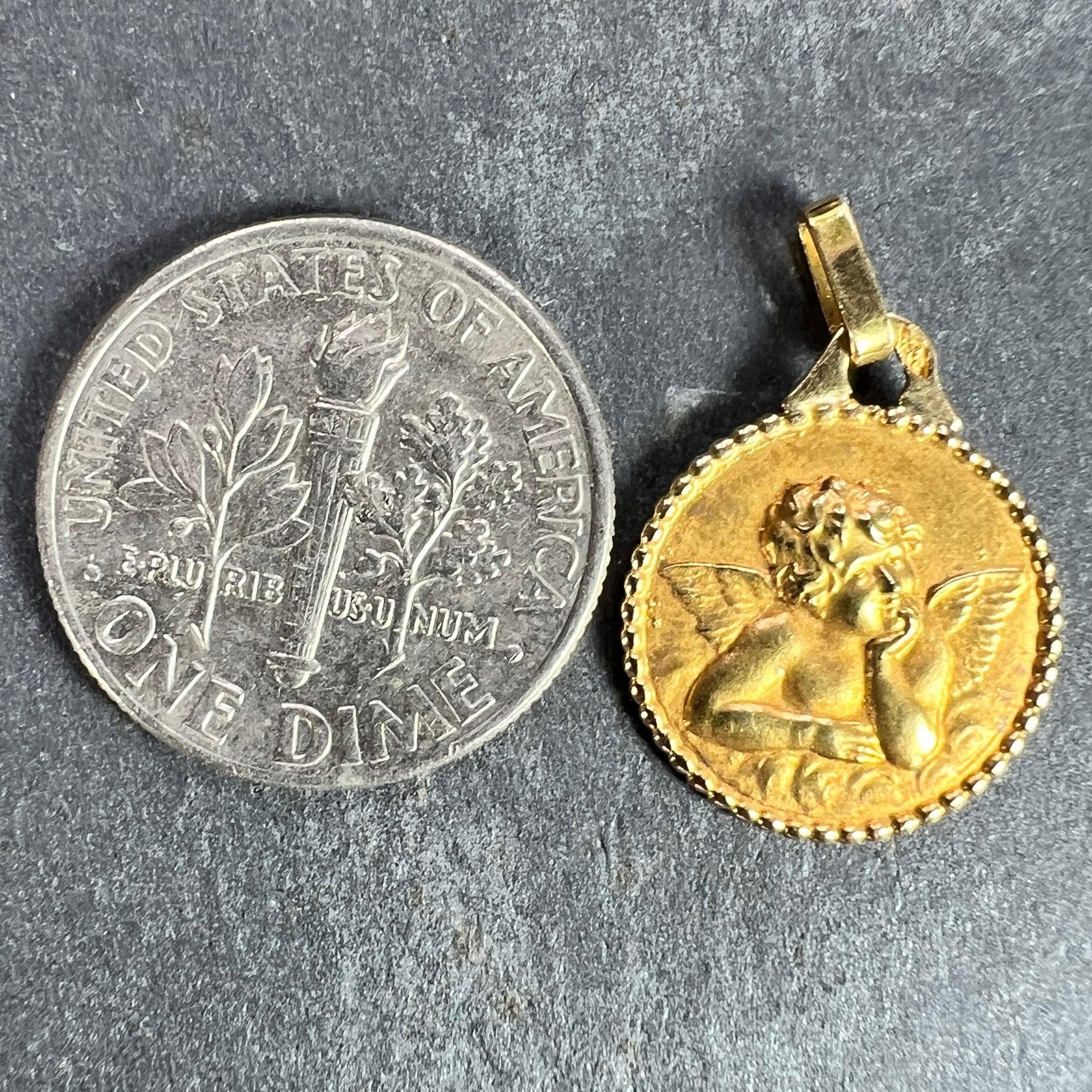 French Raphael’s Cherub 18K Yellow Gold Charm Pendant 8