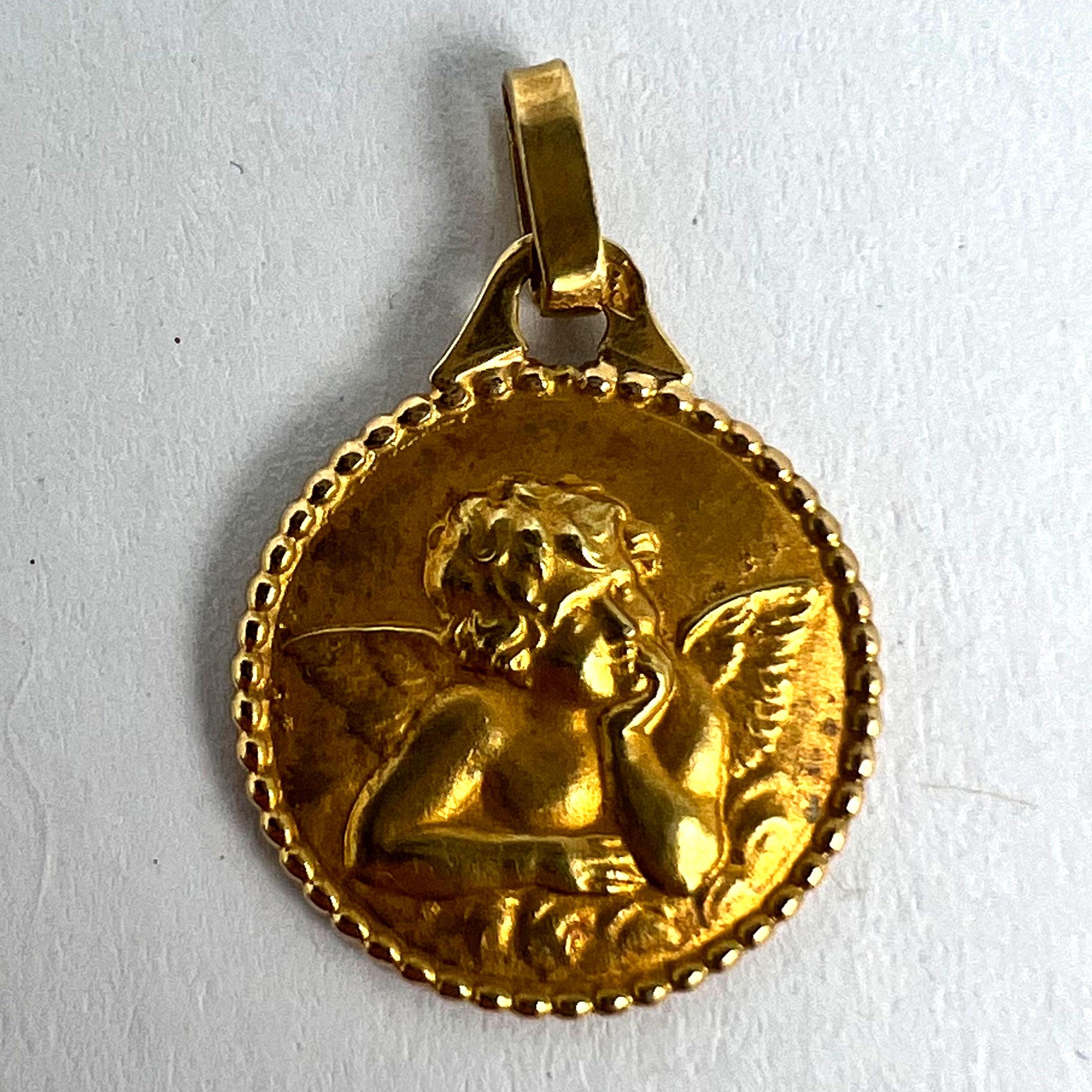 French Raphael’s Cherub 18K Yellow Gold Charm Pendant 9