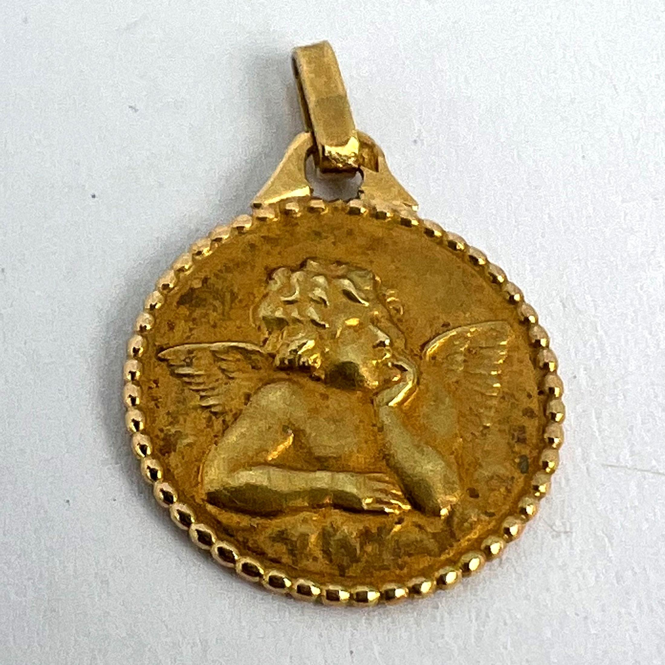 French Raphael’s Cherub 18K Yellow Gold Charm Pendant 10