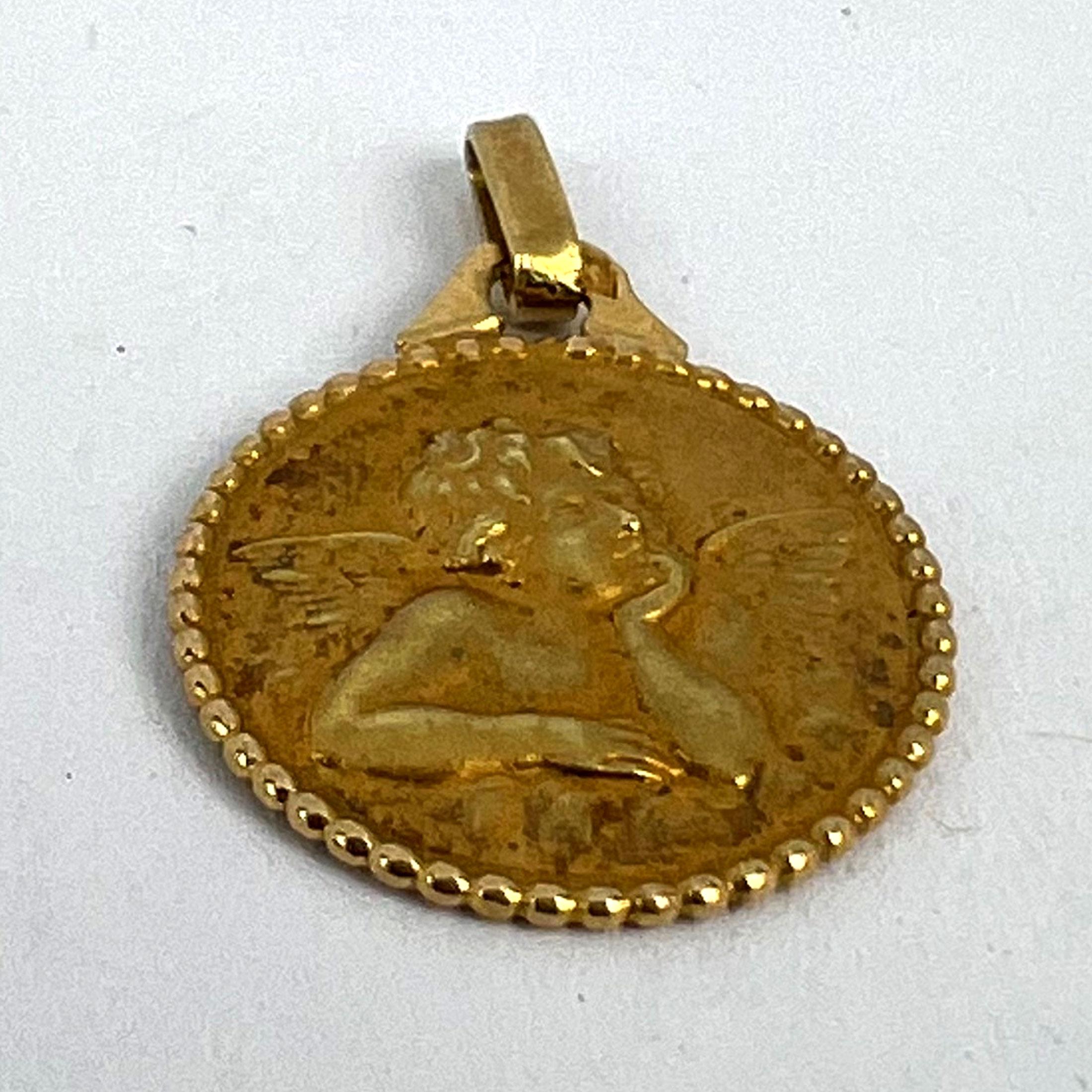 French Raphael’s Cherub 18K Yellow Gold Charm Pendant 11