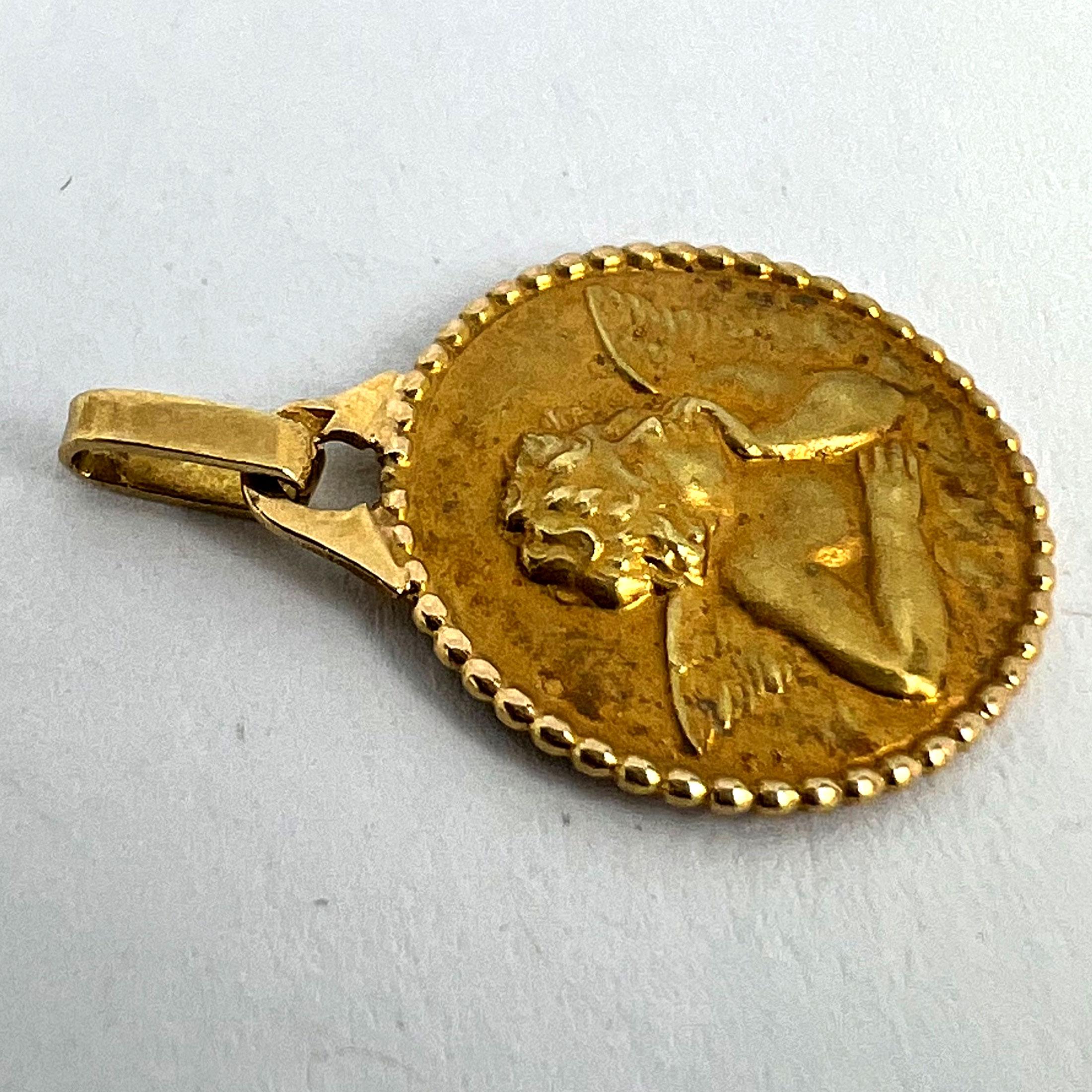 French Raphael’s Cherub 18K Yellow Gold Charm Pendant 12