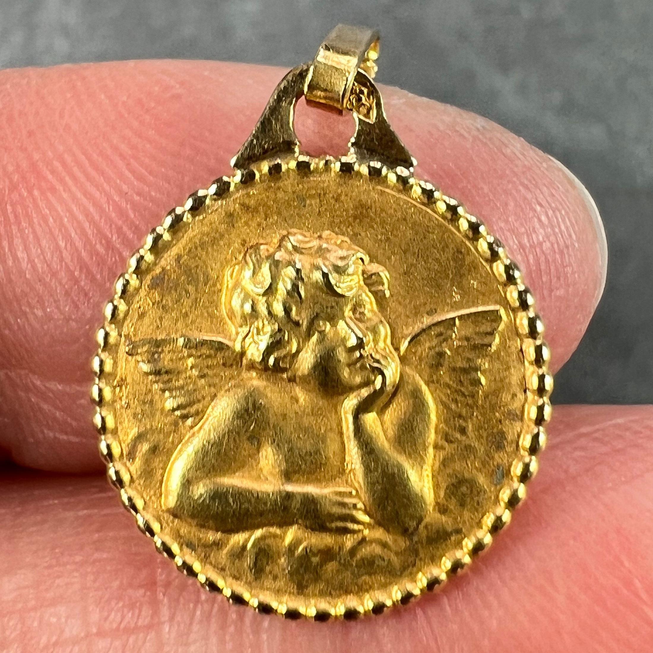 French Raphael’s Cherub 18K Yellow Gold Charm Pendant 1