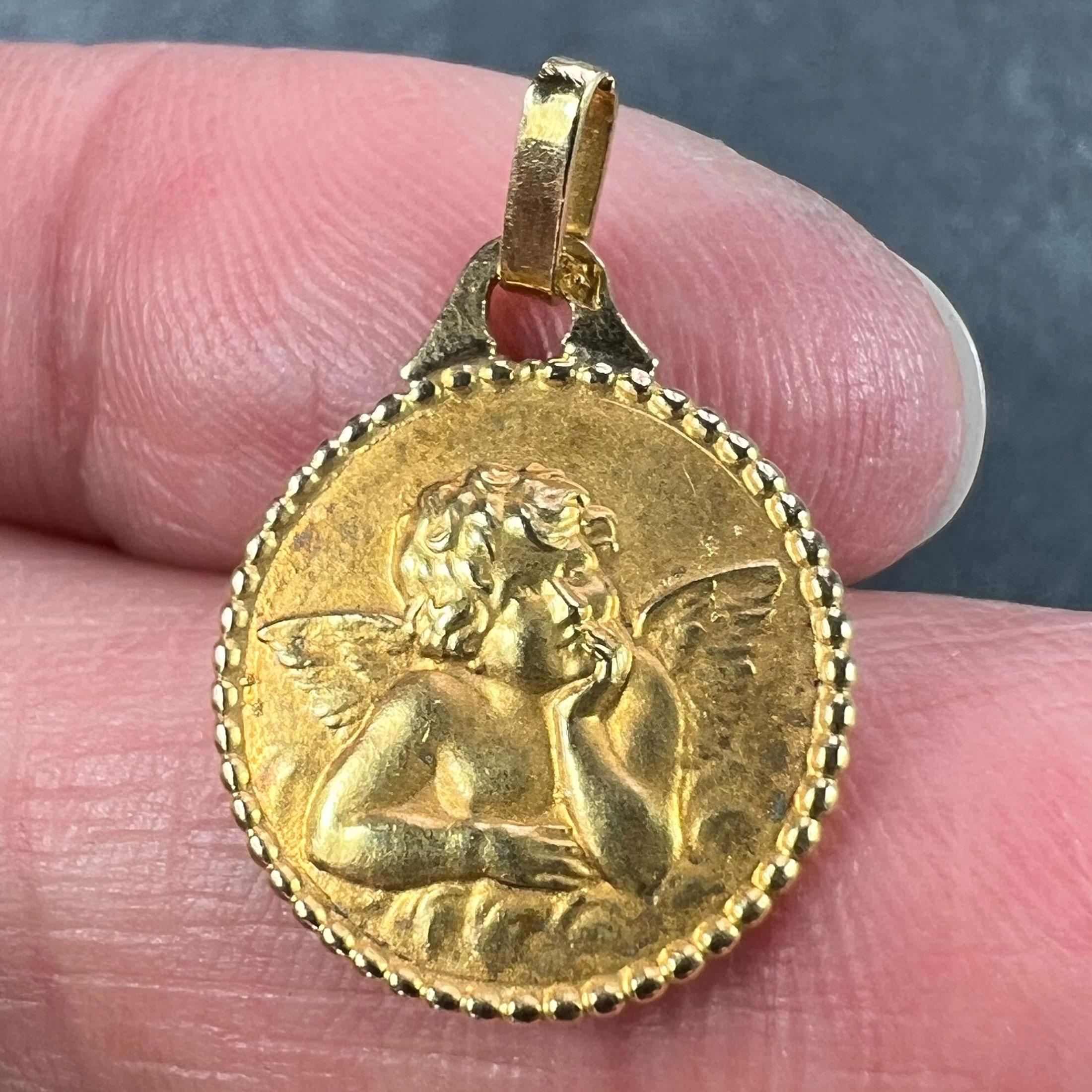 French Raphael’s Cherub 18K Yellow Gold Charm Pendant 2