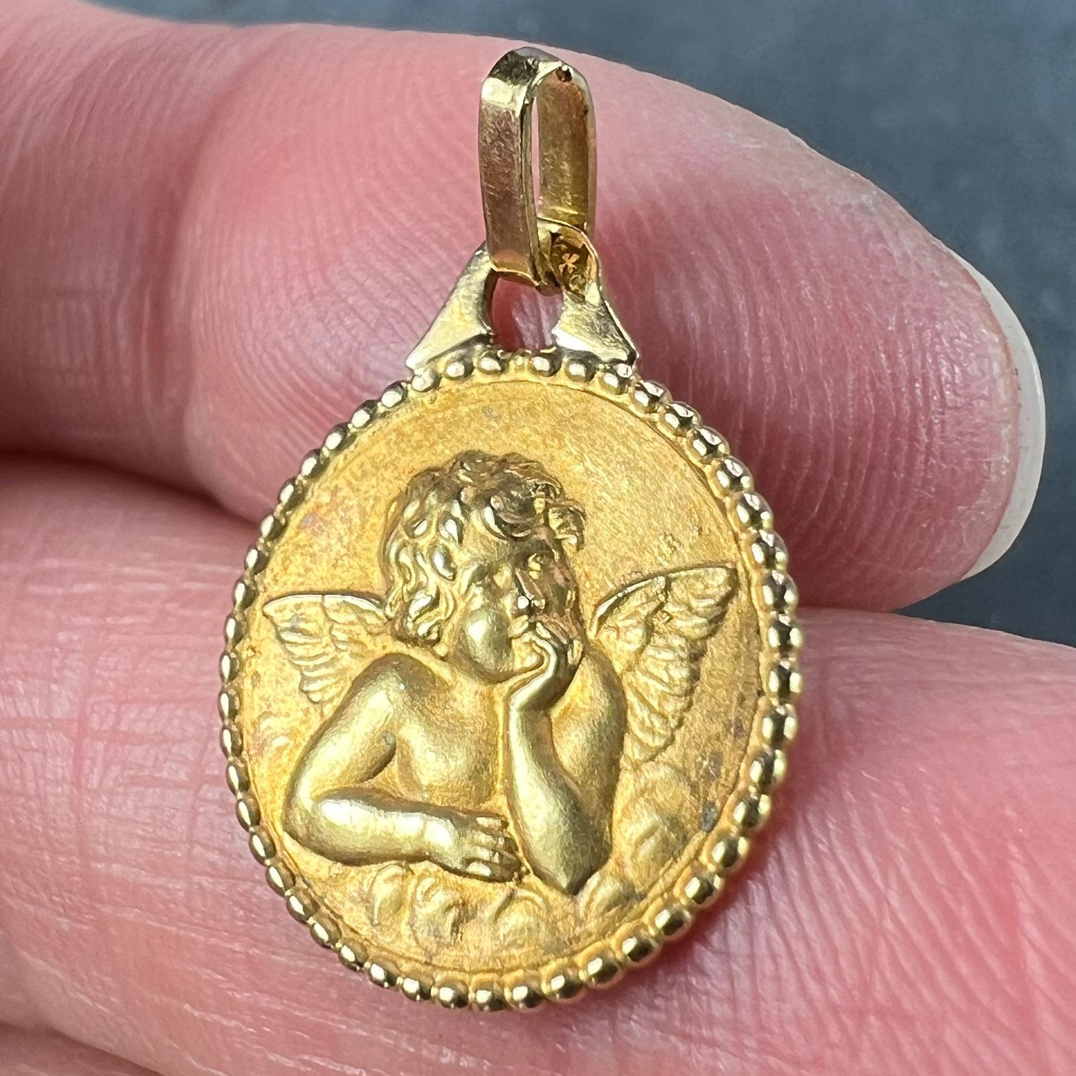 French Raphael’s Cherub 18K Yellow Gold Charm Pendant 3