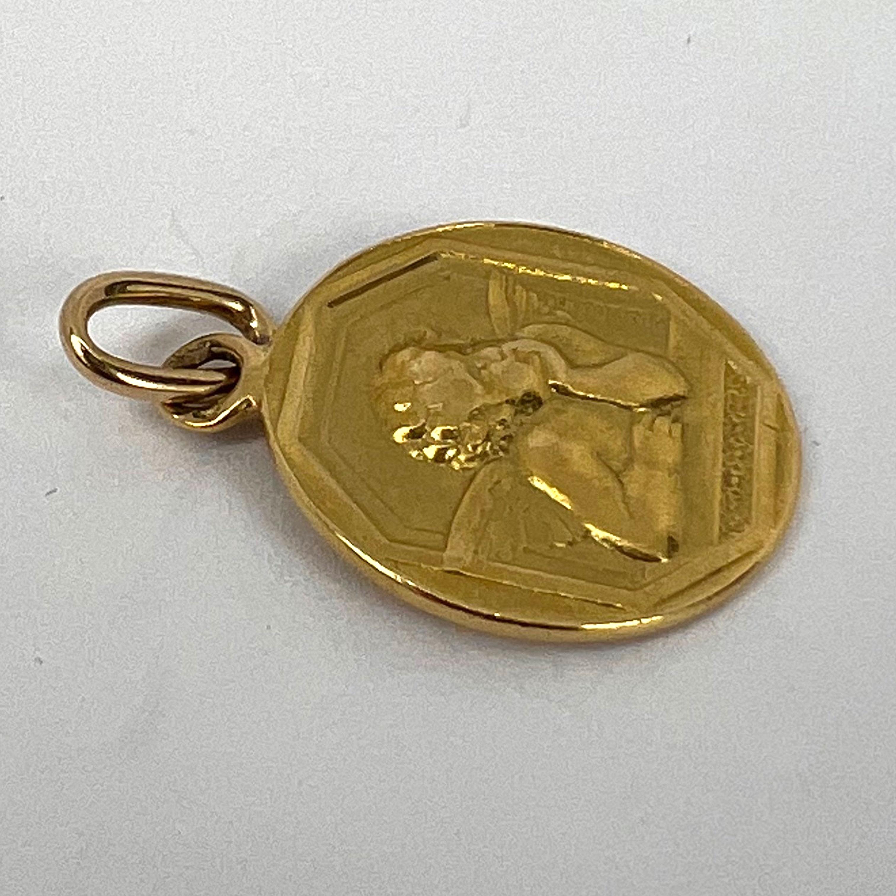 French Raphael’s Cherub 18K Yellow Gold Medal Pendant 6