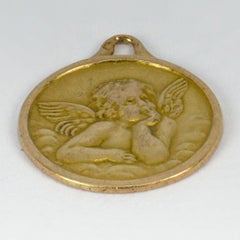 French Raphael’s Cherub 18k Yellow Gold Medal Pendant