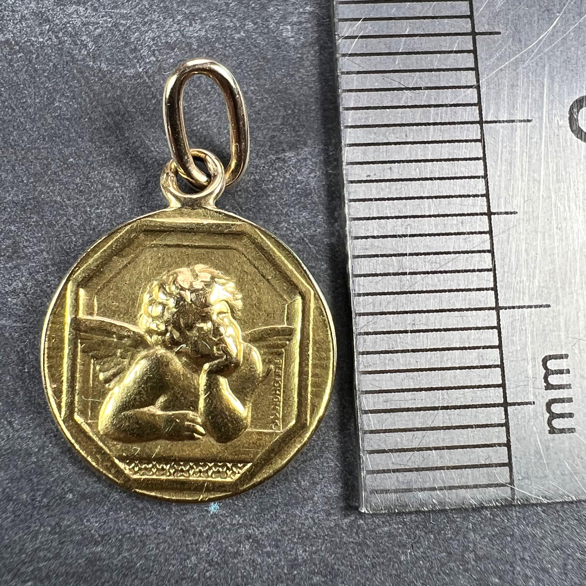 French Raphael’s Cherub 18K Yellow Gold Medal Pendant 1