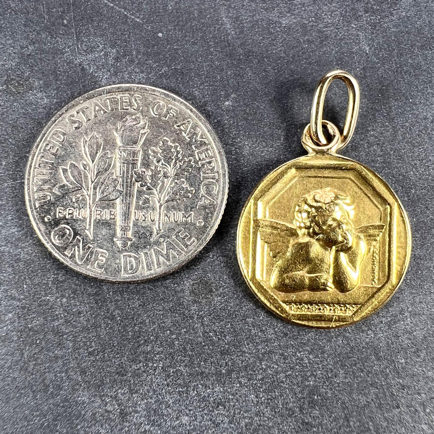 French Raphael’s Cherub 18K Yellow Gold Medal Pendant 2
