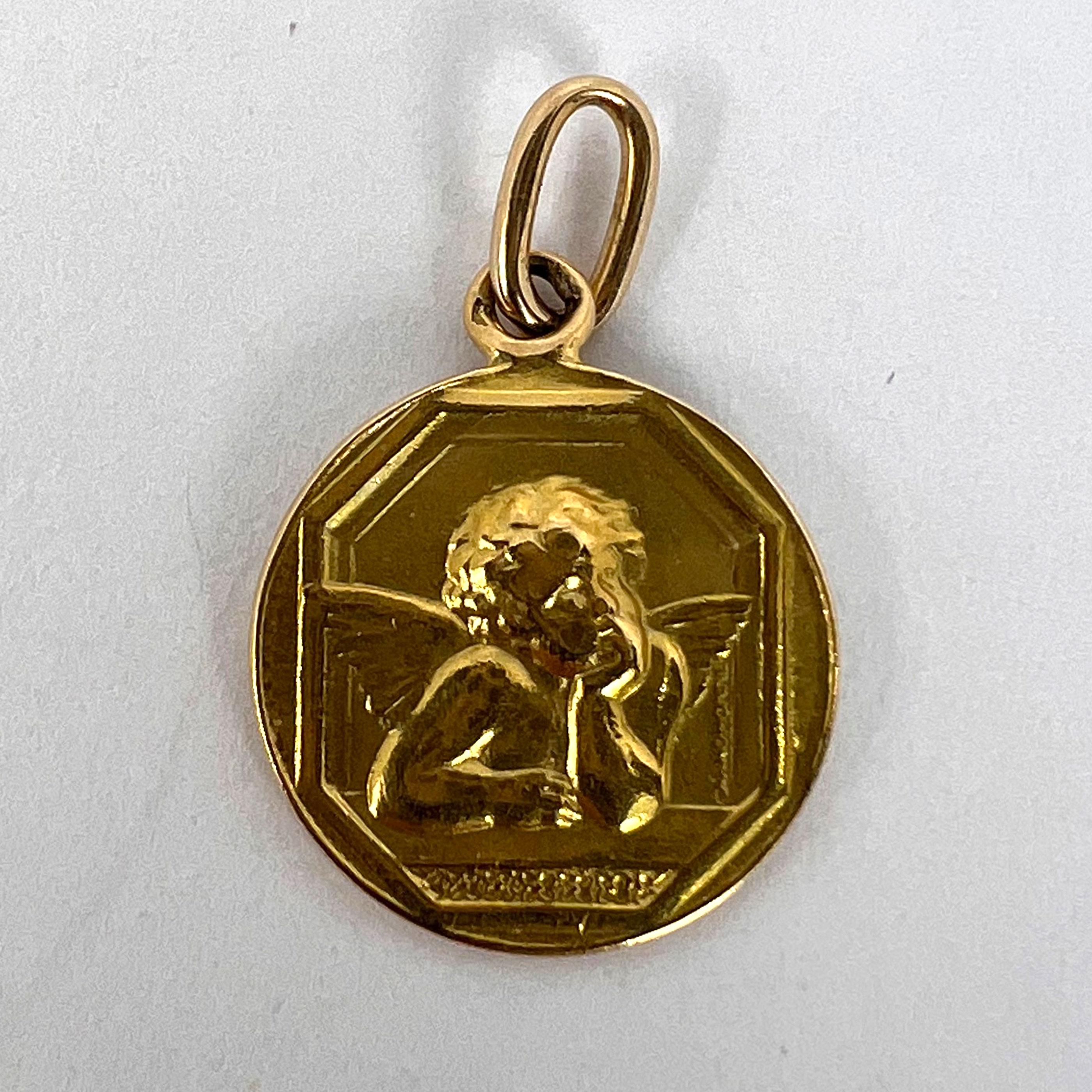 French Raphael’s Cherub 18K Yellow Gold Medal Pendant 3