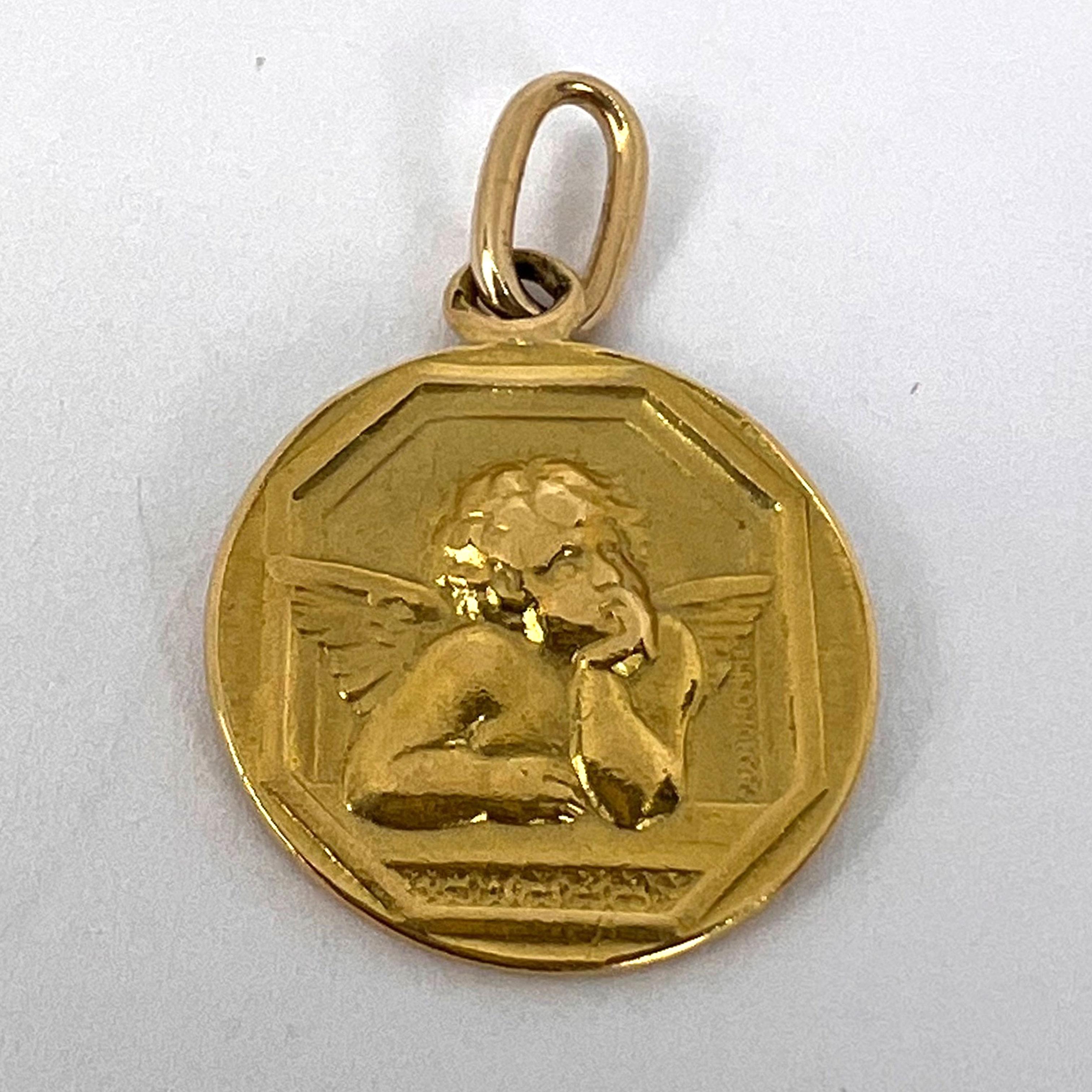 French Raphael’s Cherub 18K Yellow Gold Medal Pendant 4