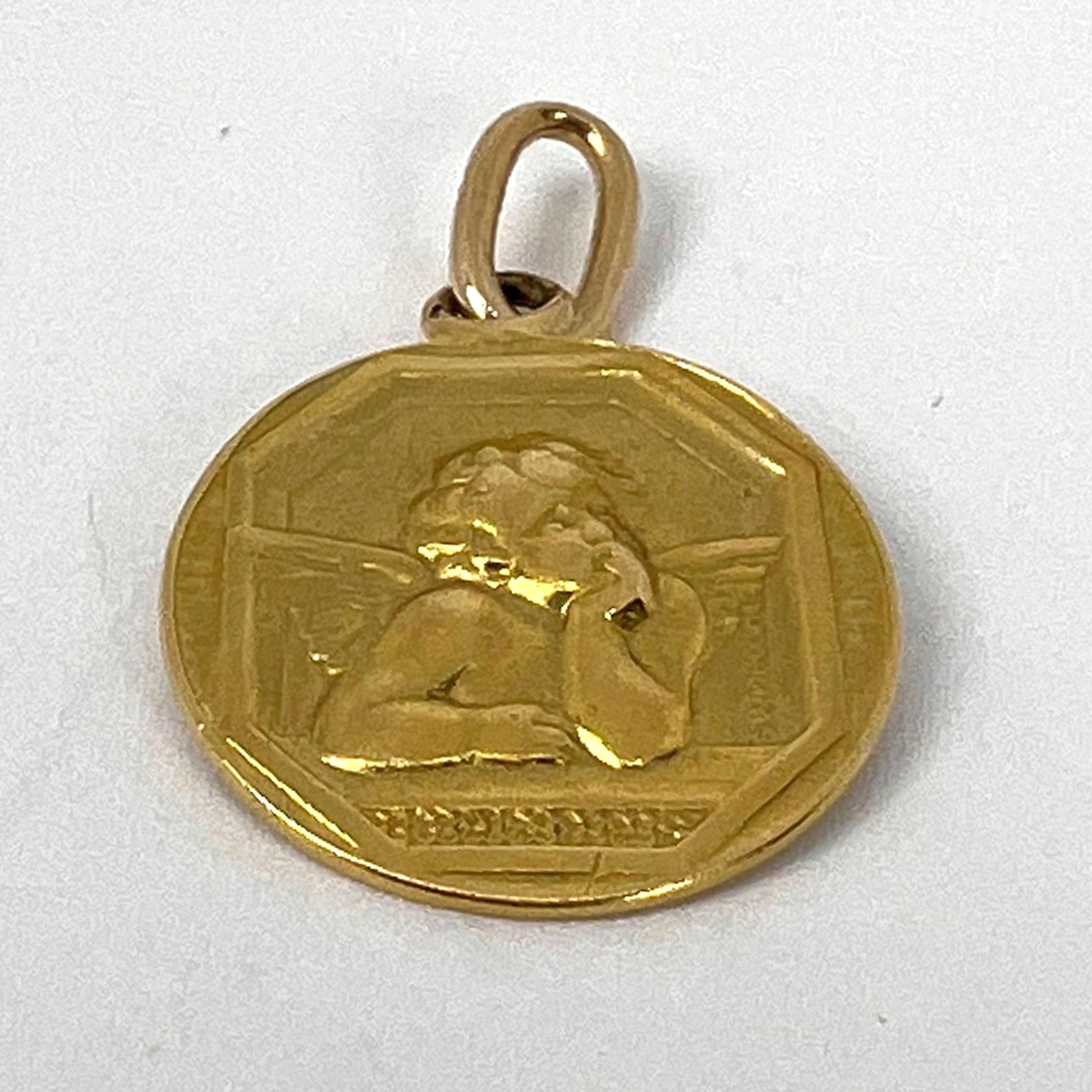 French Raphael’s Cherub 18K Yellow Gold Medal Pendant 5