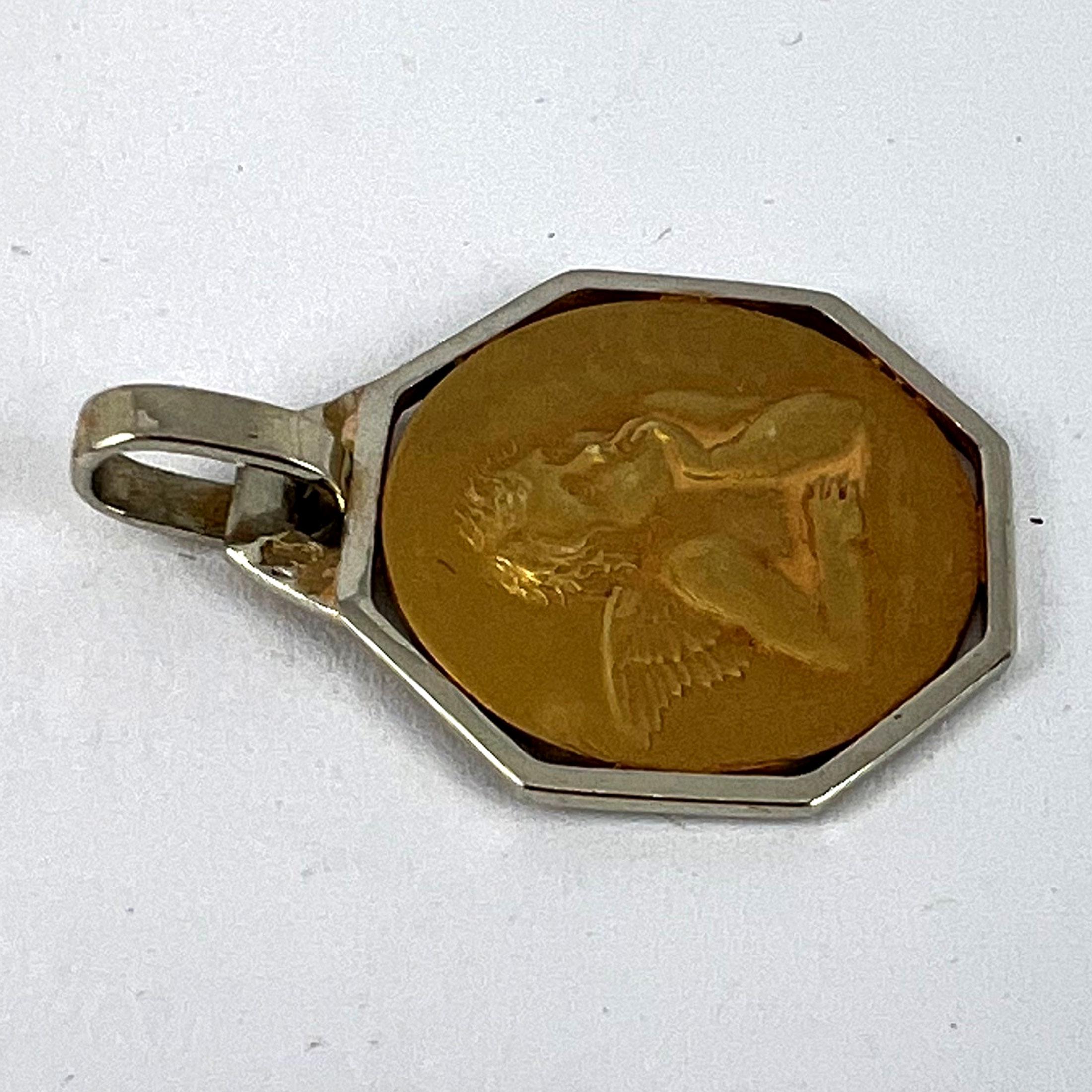 French Raphael’s Cherub 18K Yellow White Gold Charm Pendant 10