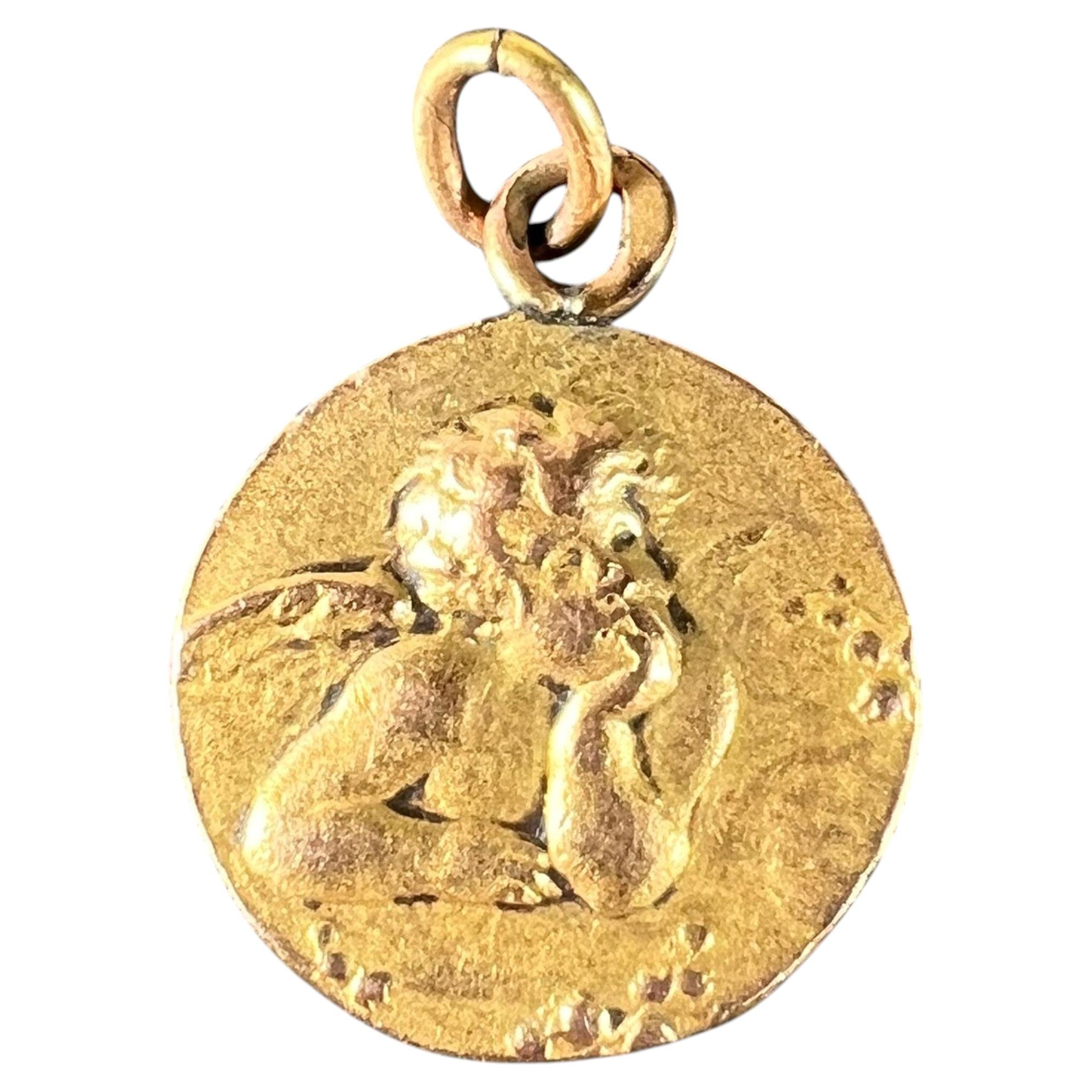 French Raphael's Cherub Rolled 18K Yellow Gold Filled Charm Pendant