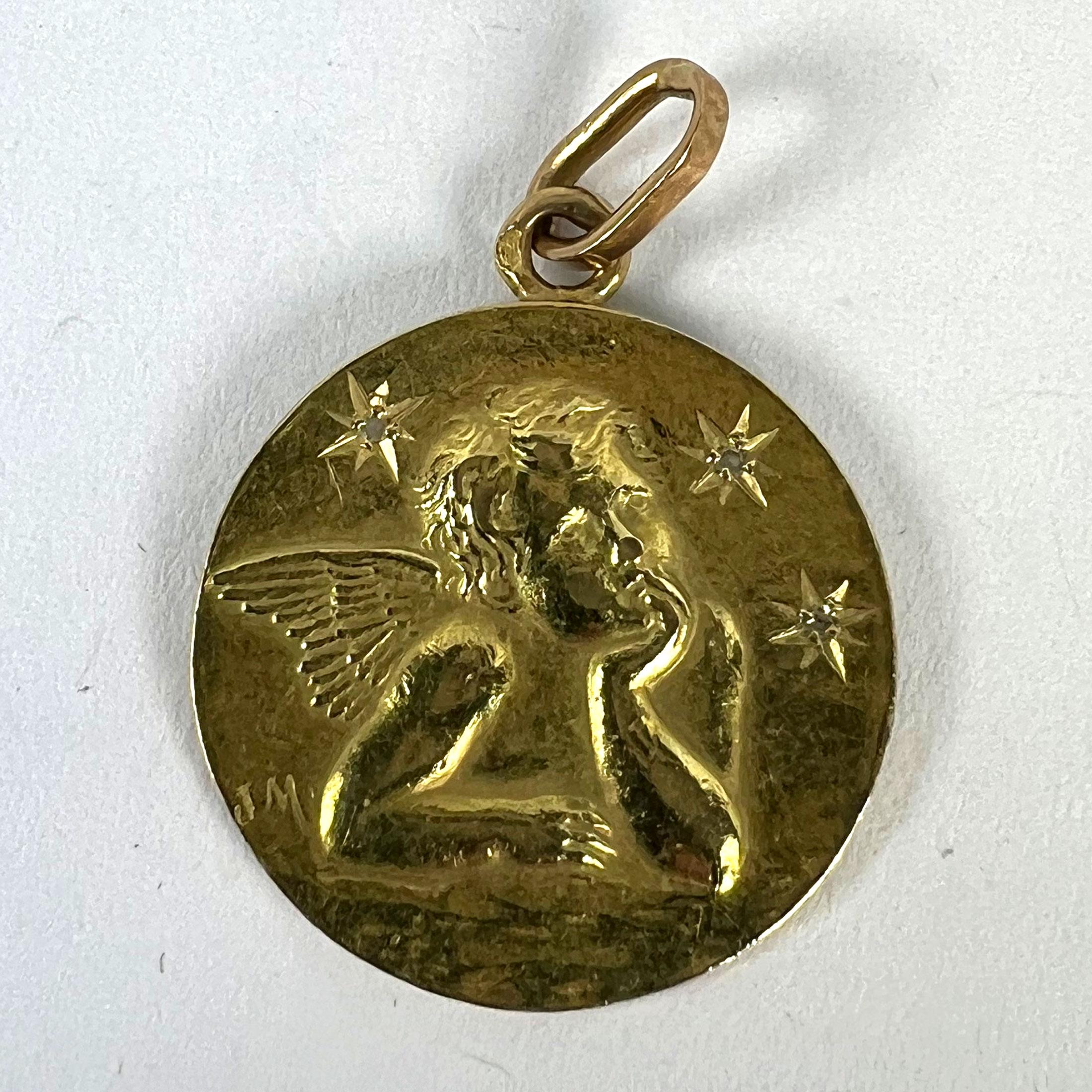 French Raphael’s Cherub Stars 18K Yellow Gold Diamond Charm Pendant in vendita 6