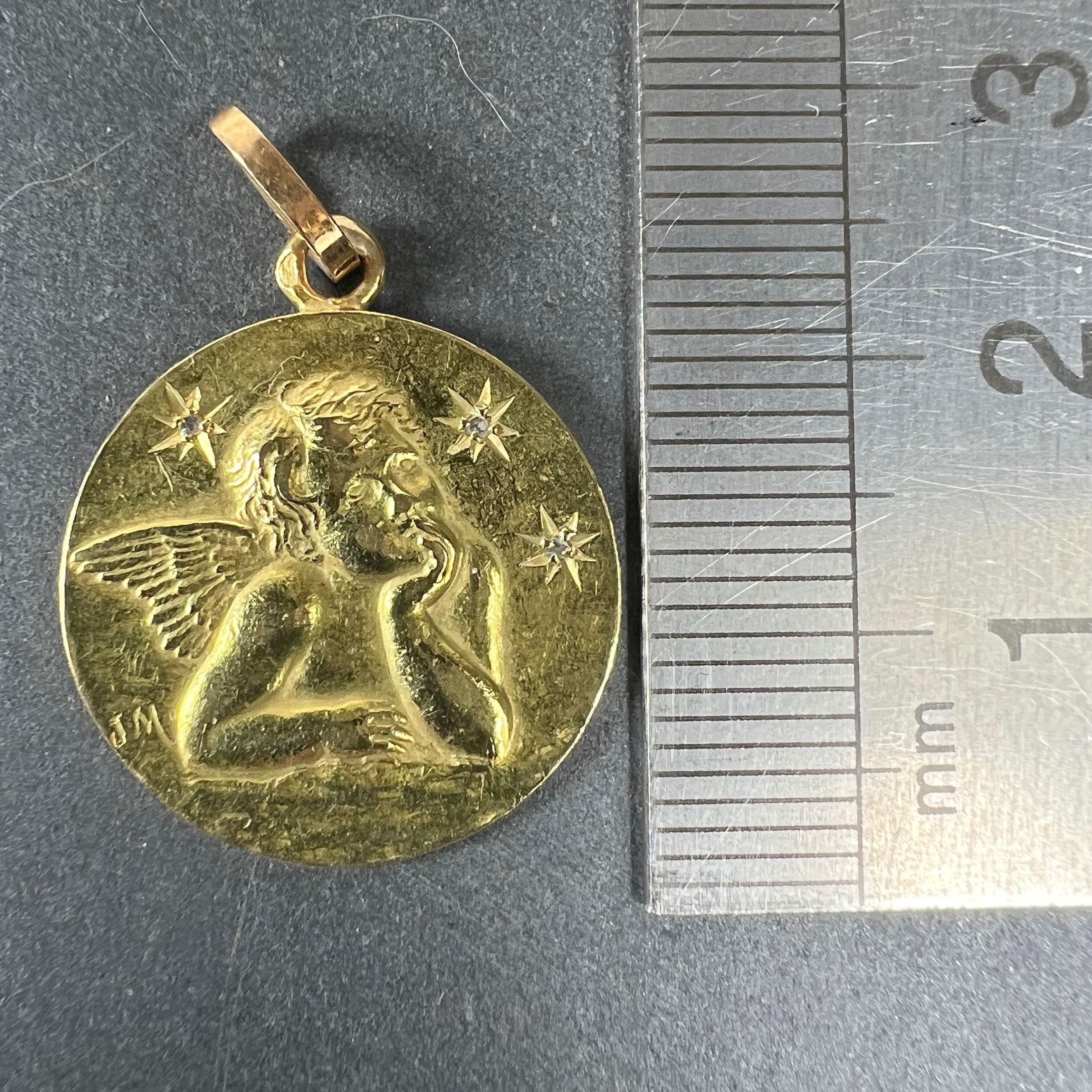 French Raphael’s Cherub Stars 18K Yellow Gold Diamond Charm Pendant in vendita 4