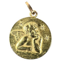 French Raphael’s Cherub Stars 18K Yellow Gold Diamond Charm Pendant