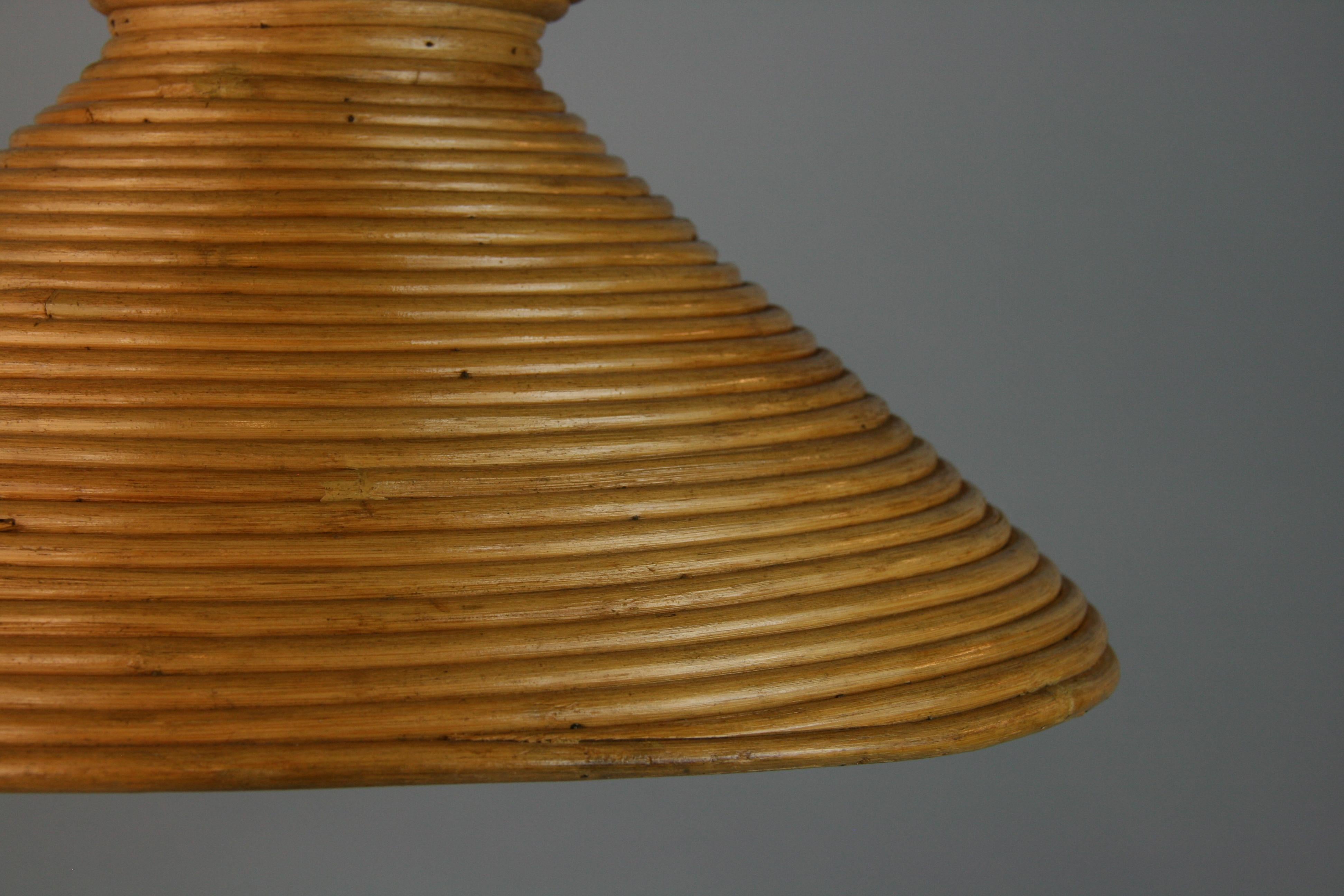 Mid-20th Century French  Rapped Reed Cone Shaped Pendant 1960's For Sale