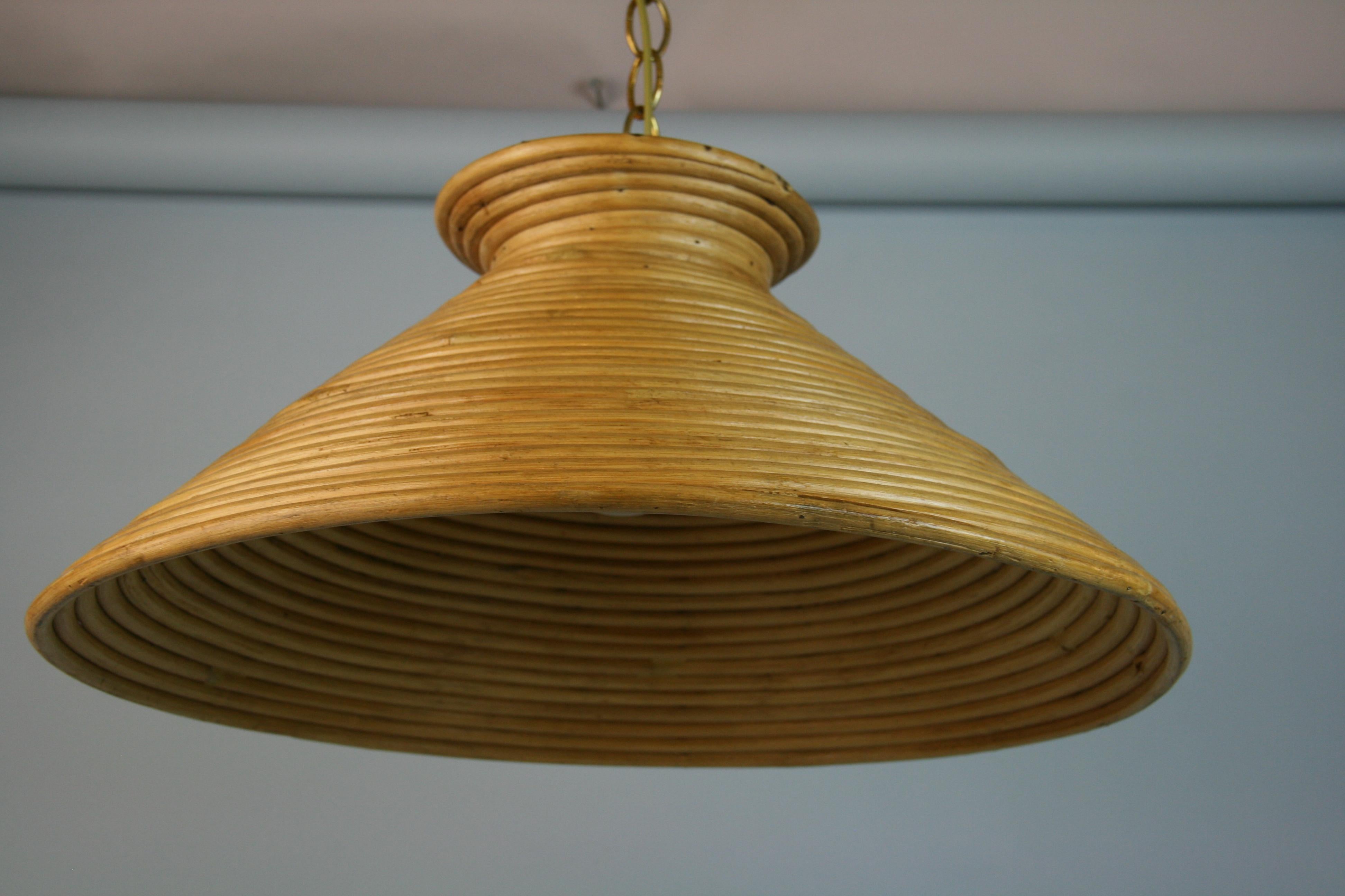 French  Rapped Reed Cone Shaped Pendant 1960's For Sale 2