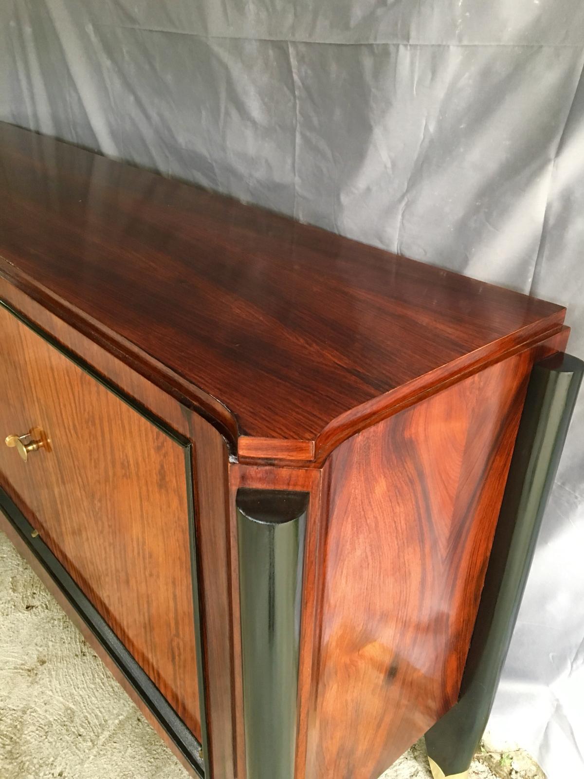 French Rare Art Deco Mahogany Sideboard by Maurice Jallot 1