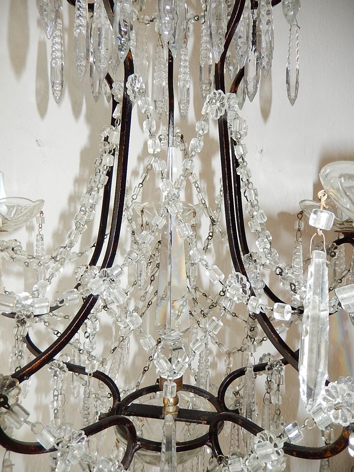 French Rare Cut Crystal with Center Spear Chandelier For Sale 5