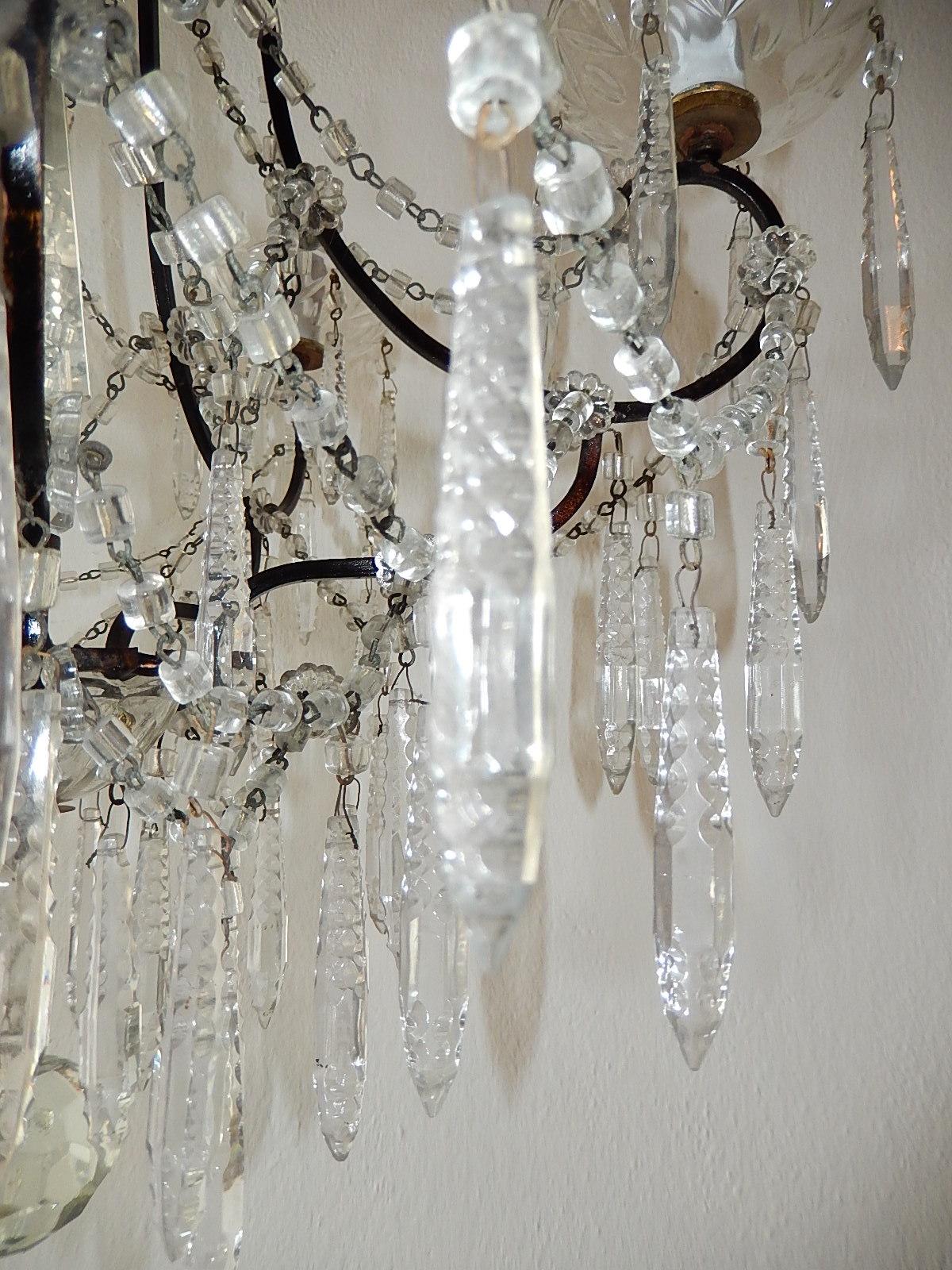 French Rare Cut Crystal with Center Spear Chandelier For Sale 6