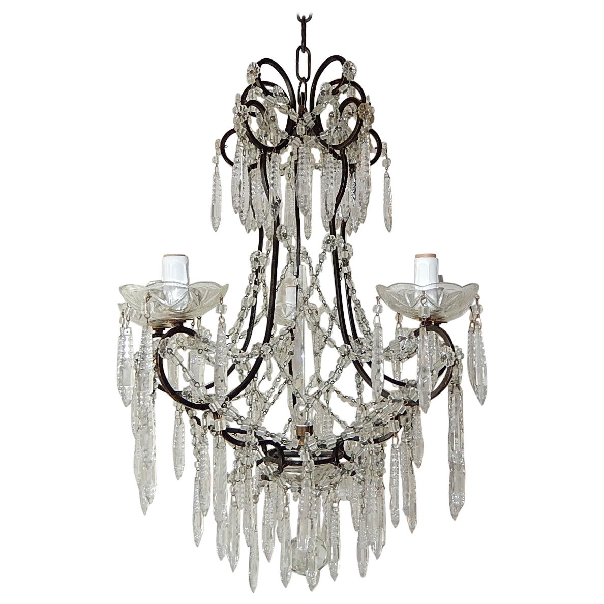 French Rare Cut Crystal with Center Spear Chandelier
