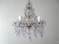 French Rare Lavender Purple Crystal Prisms Murano Chandelier, circa 1920