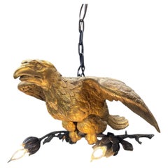 French Rare Museum Quality Carved Gold Gilt Eagle Chandelier