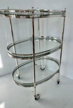 French Rare Three Tier Silver Rolling Trolley, by Maison Jansen